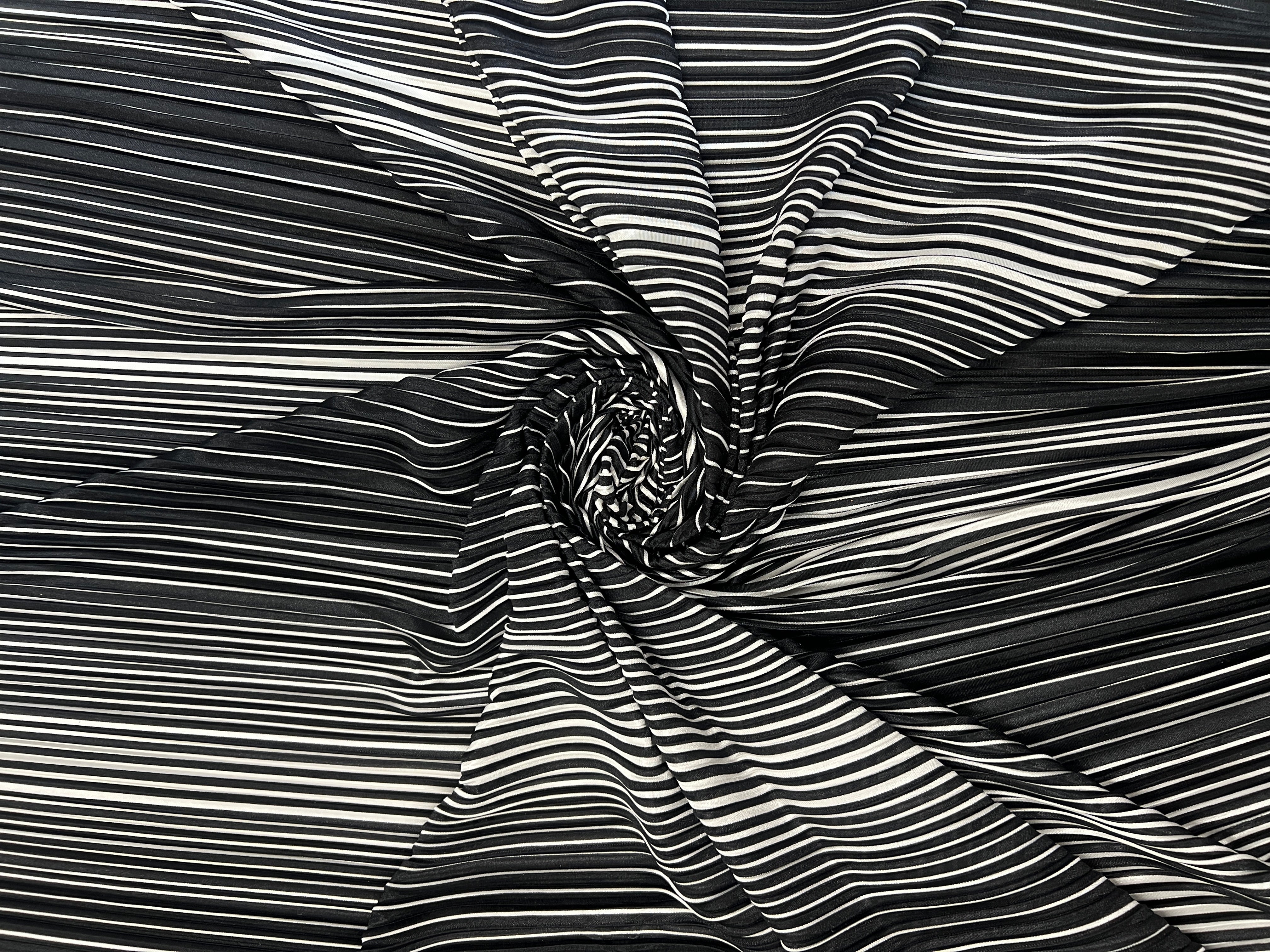 Black White Stripe Pleated Fabric Stretch Jersey Dressmaking Material