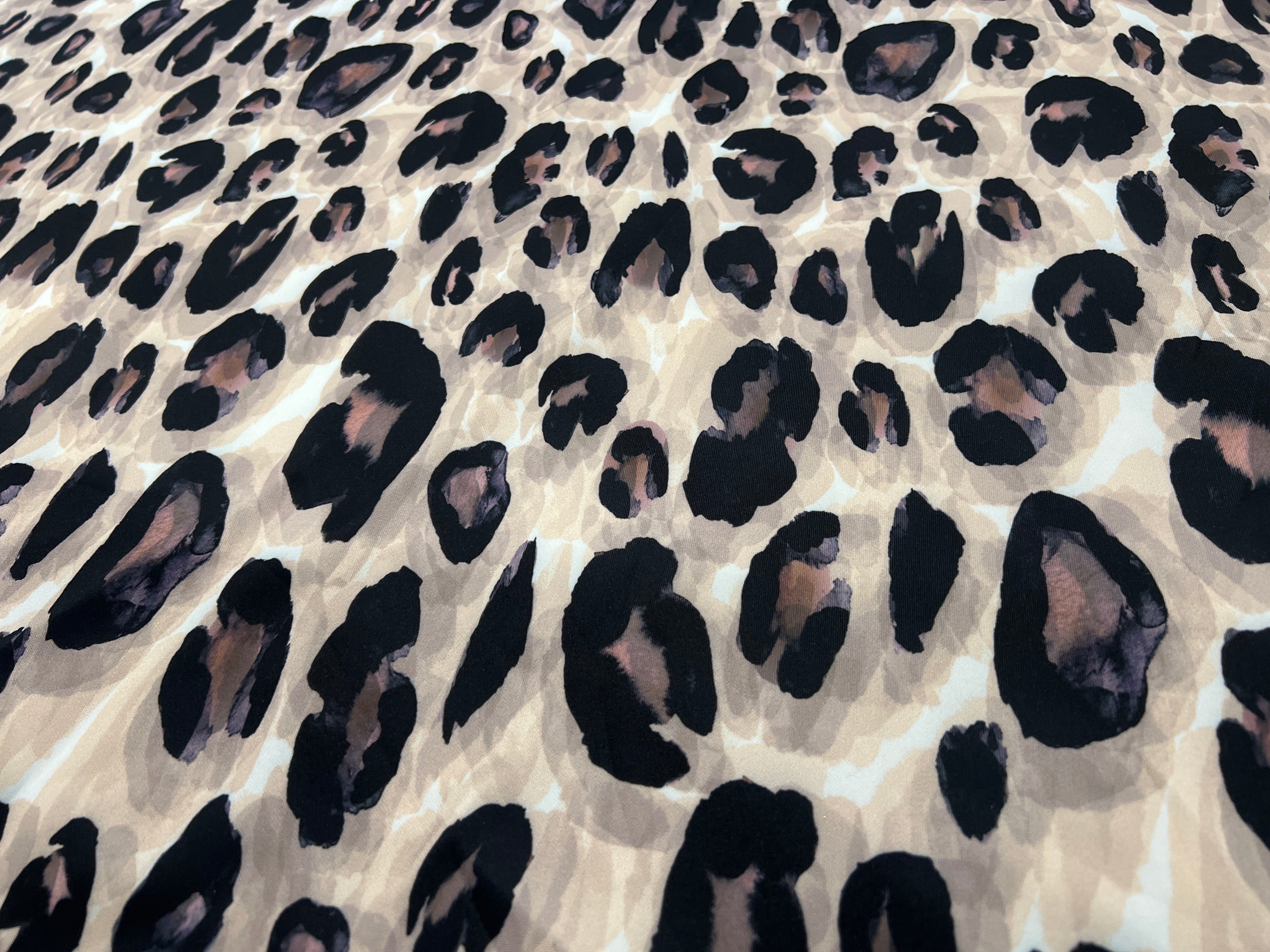 Beige Leopard Print Scuba Dressmaking Fabric