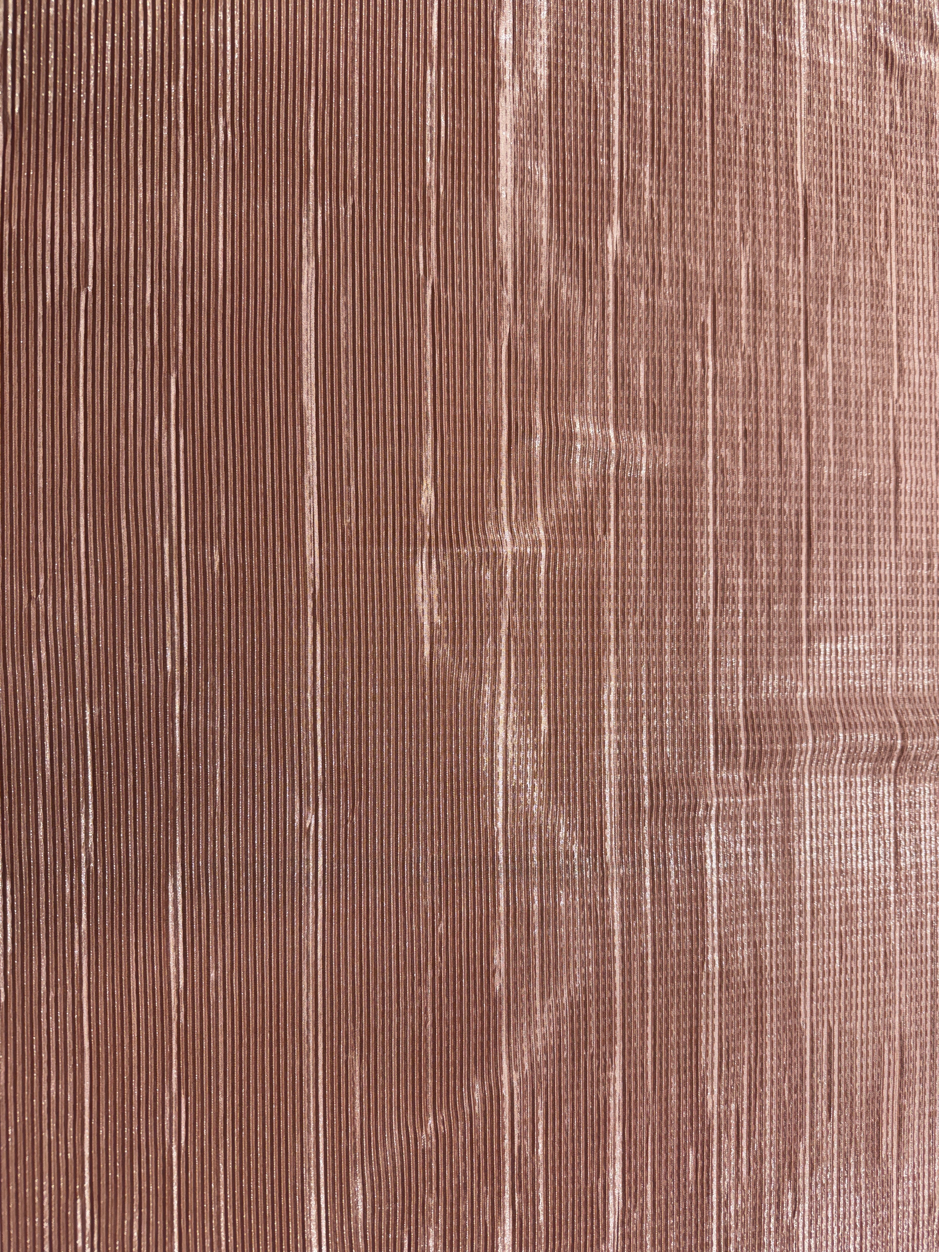 Rose Gold Plissé Fabric – Lightweight Metallic Pleated Stretch Fabric, 148cm Wide