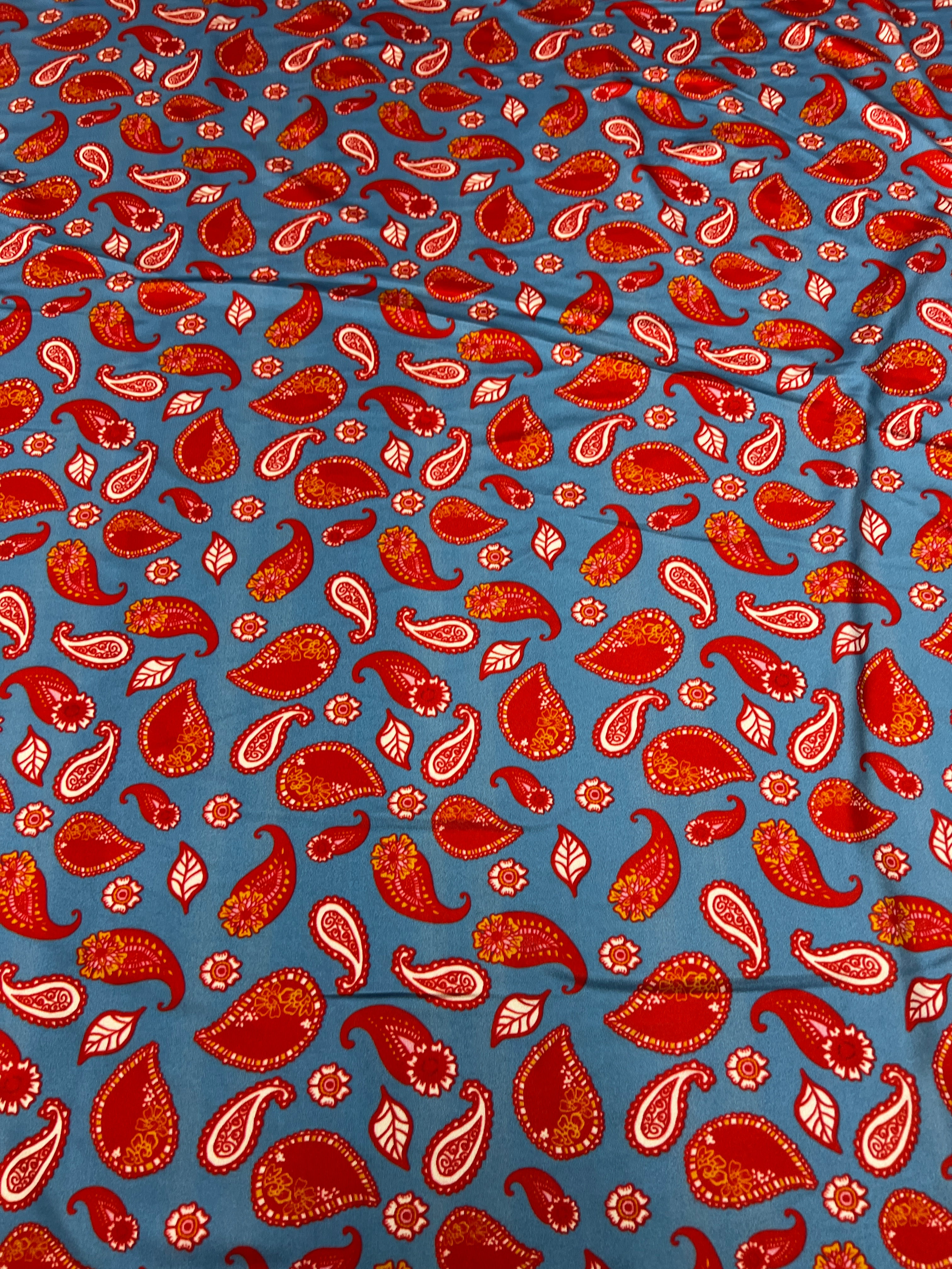 Blue Paisley Disco Fabric Red & White Paisely Stretch Disco Material-150cm Wide