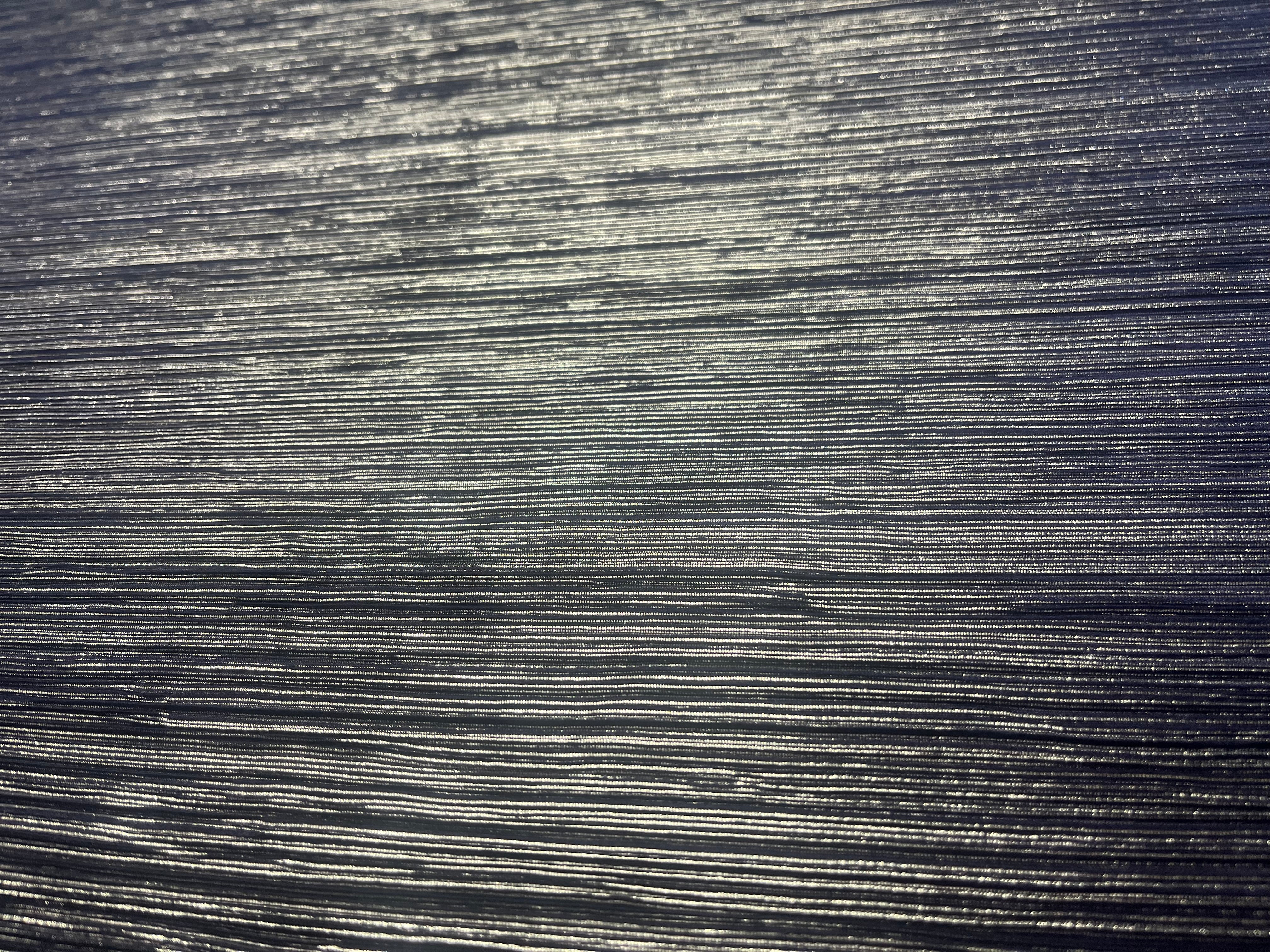 Midnight Navy & Silver Shimmer Metallic Plissé Fabric – fine midnight navy pleats with silver metallic shimmer