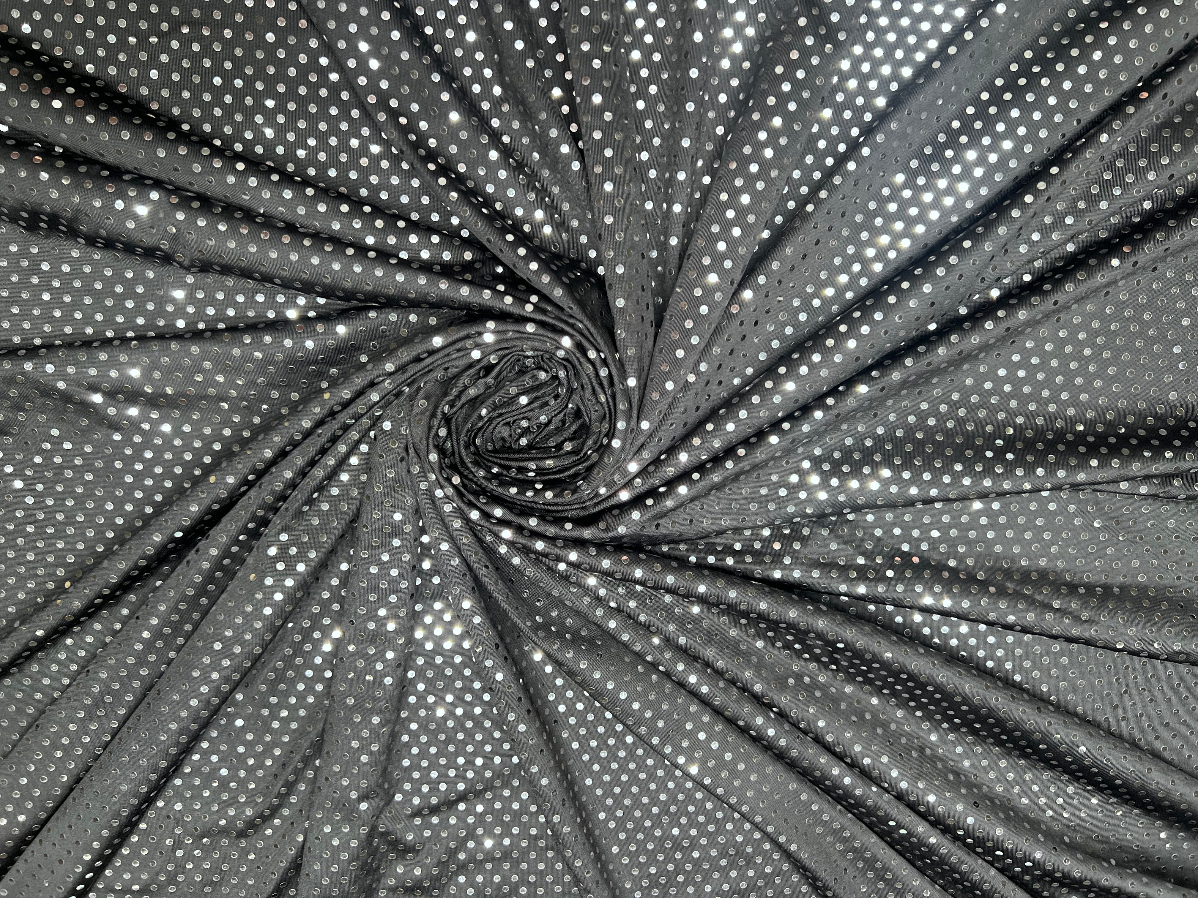 Black Silver Micro Sequin Stretch Knit Fabric Costume Apparel