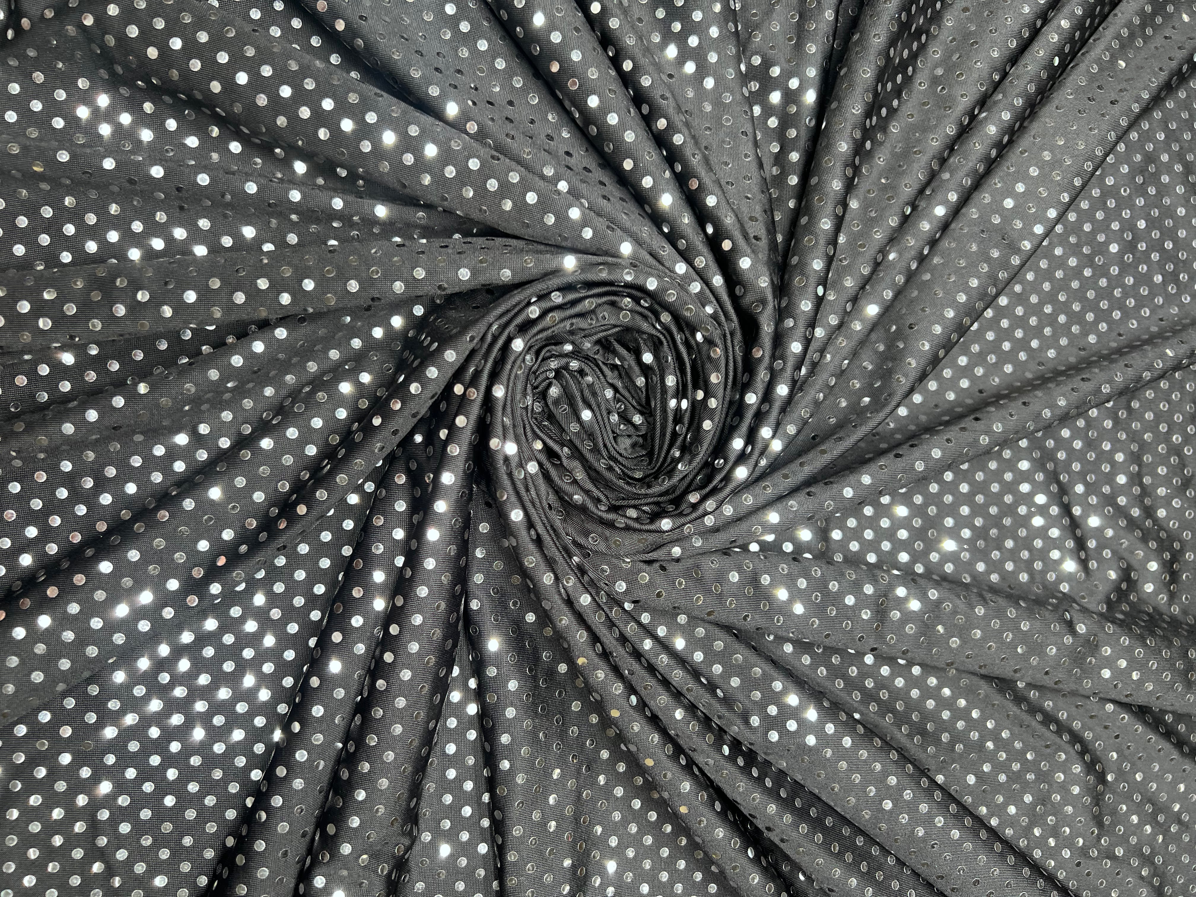 Black Silver Micro Sequin Stretch Knit Fabric Costume Apparel
