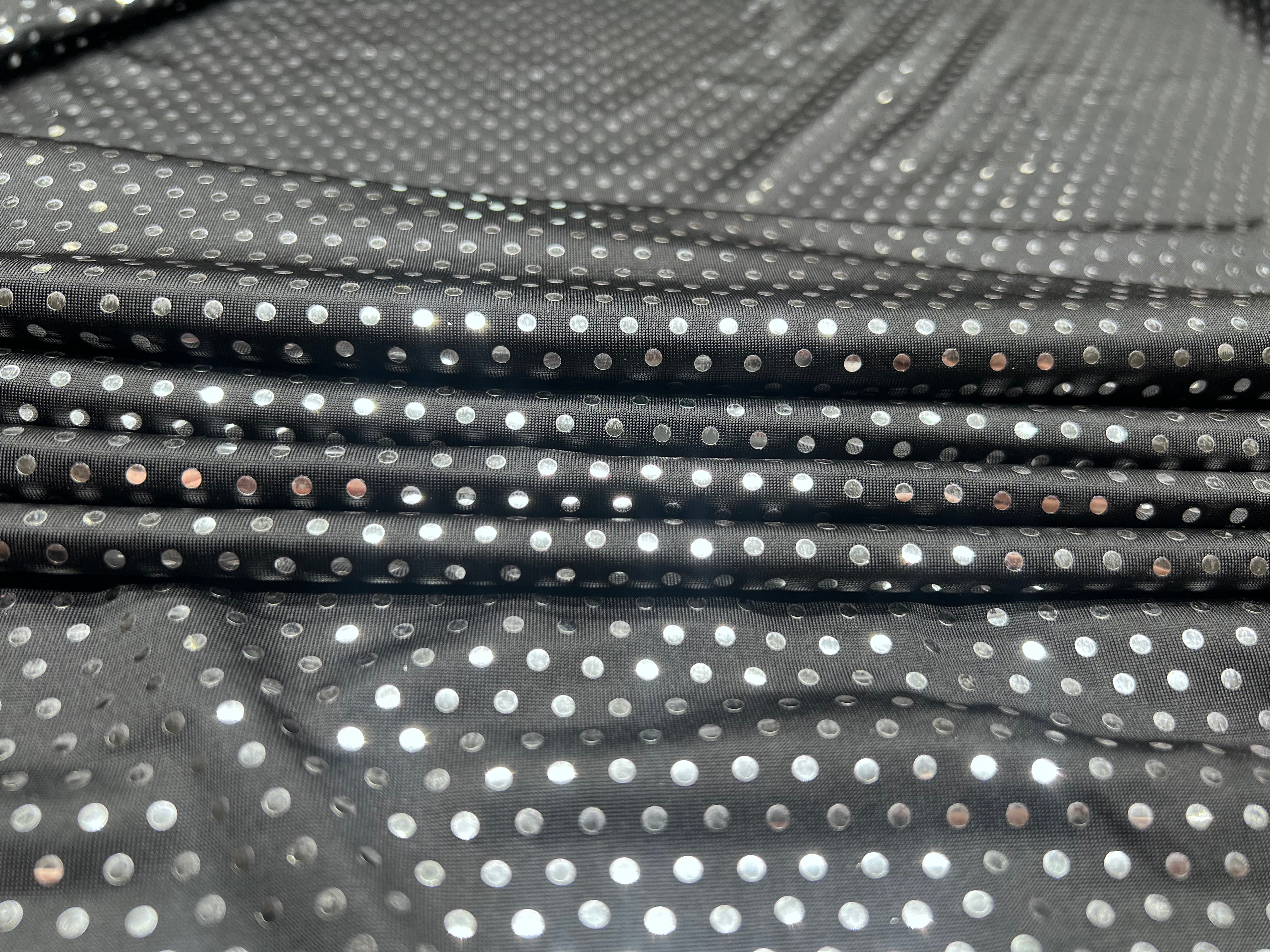 Black Silver Micro Sequin Stretch Knit Fabric Costume Apparel