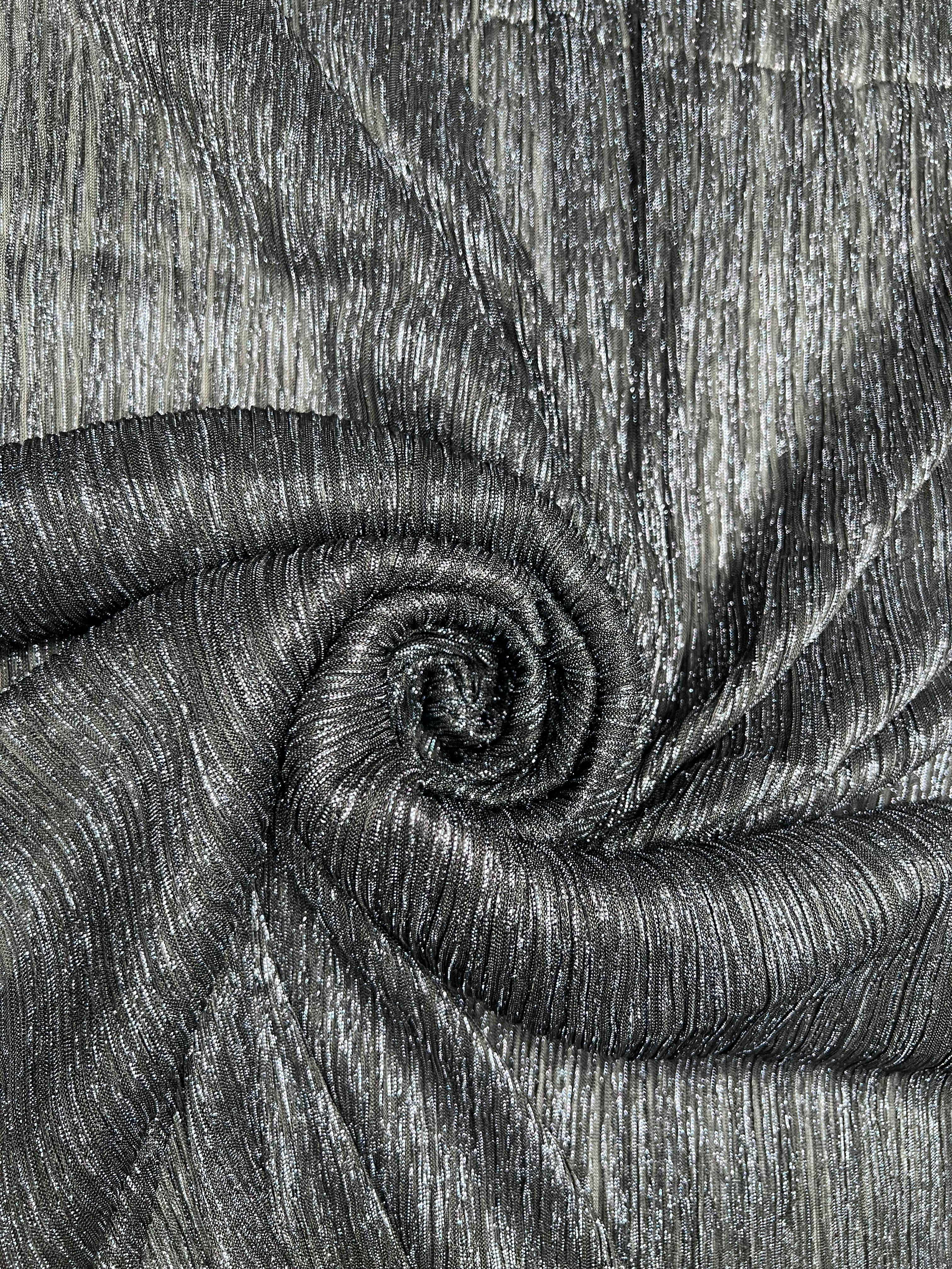 Black Plisse Interlock Jersey Fabric Pleated Stretch Knit Fabric Meter 148cm