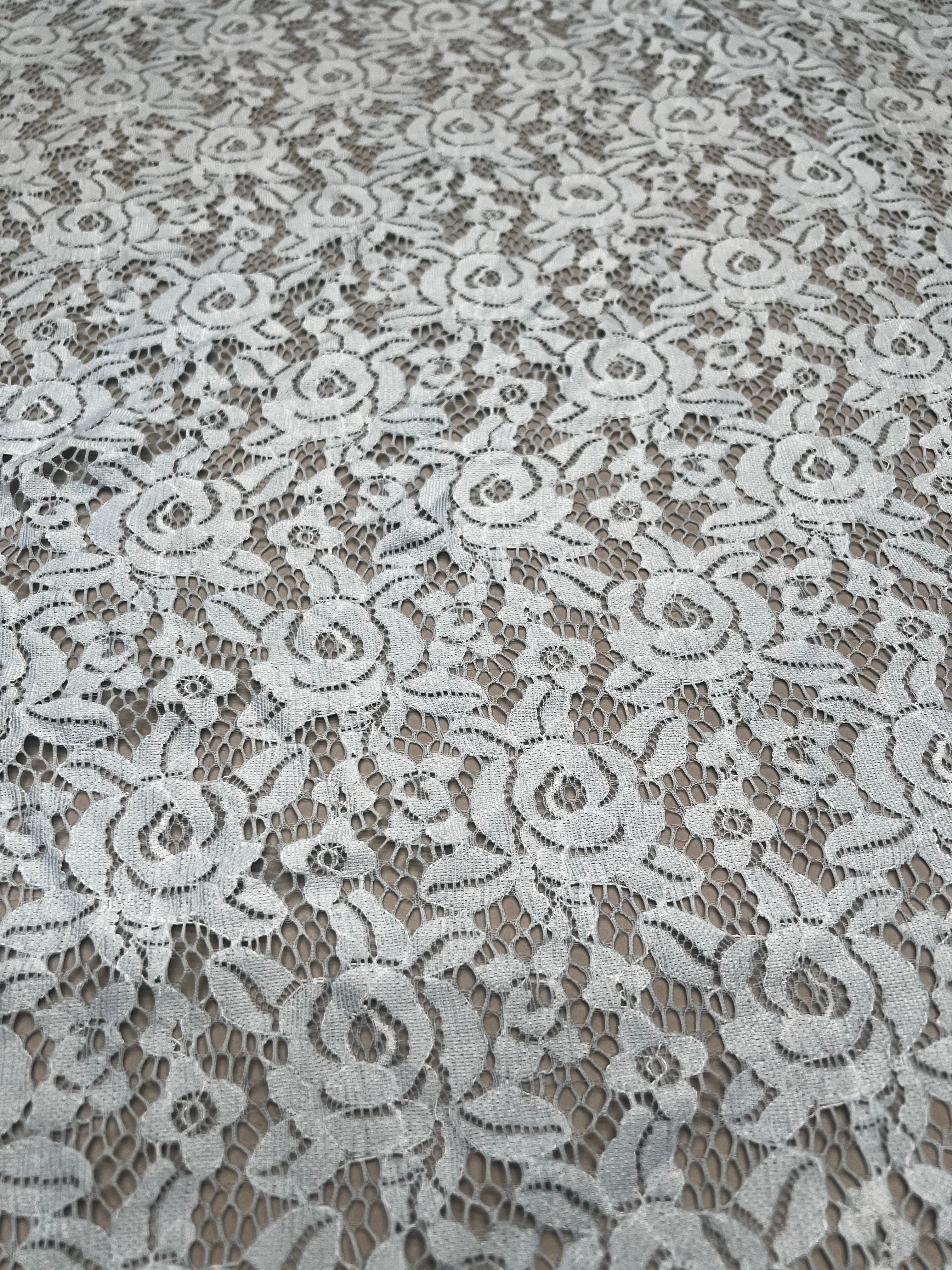 Pale Blue Fine Guage Floral Lace Soft Stretch Dressmaking Fabric 150cm