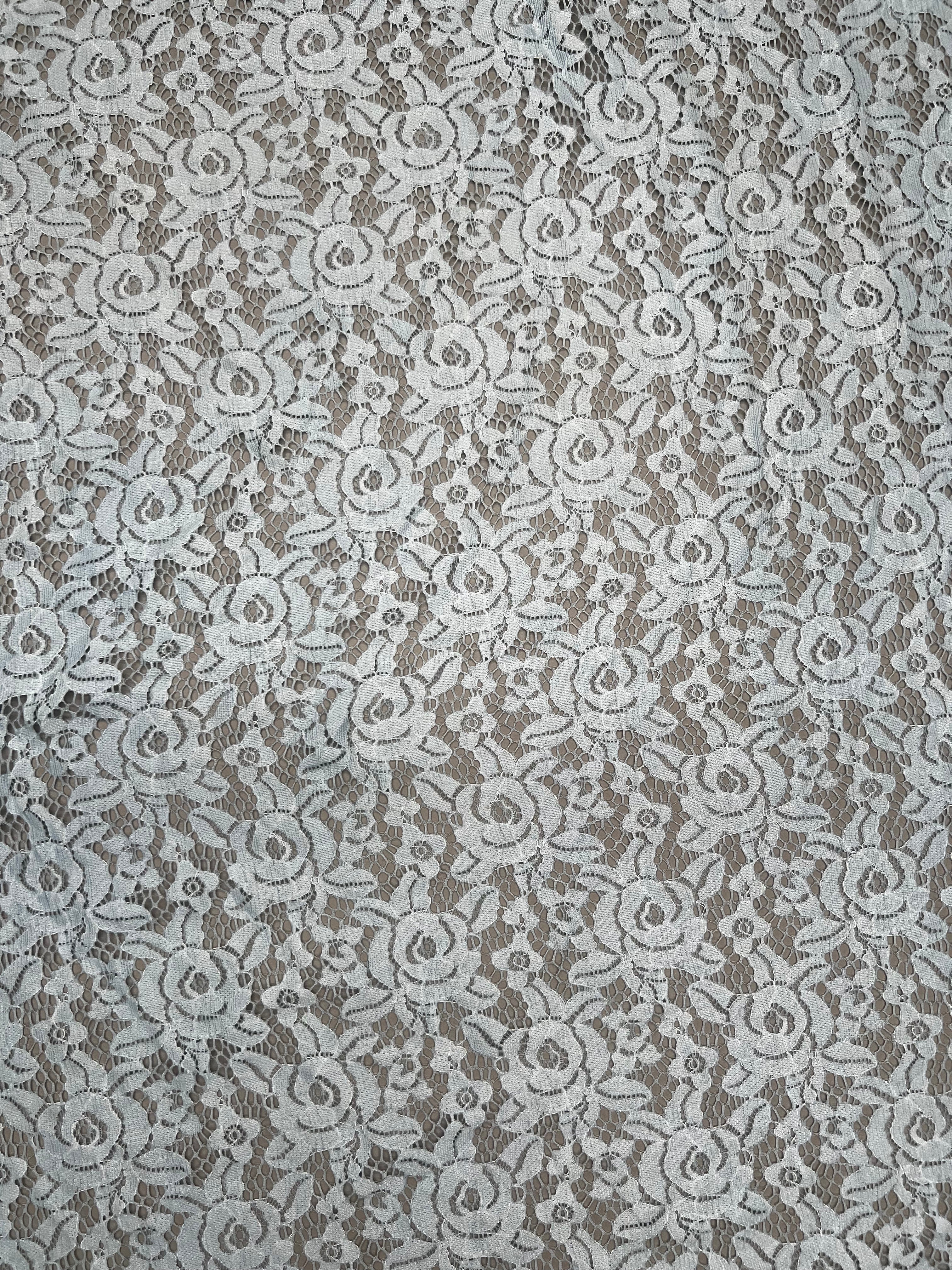 Pale Blue Fine Guage Floral Lace Soft Stretch Dressmaking Fabric 150cm