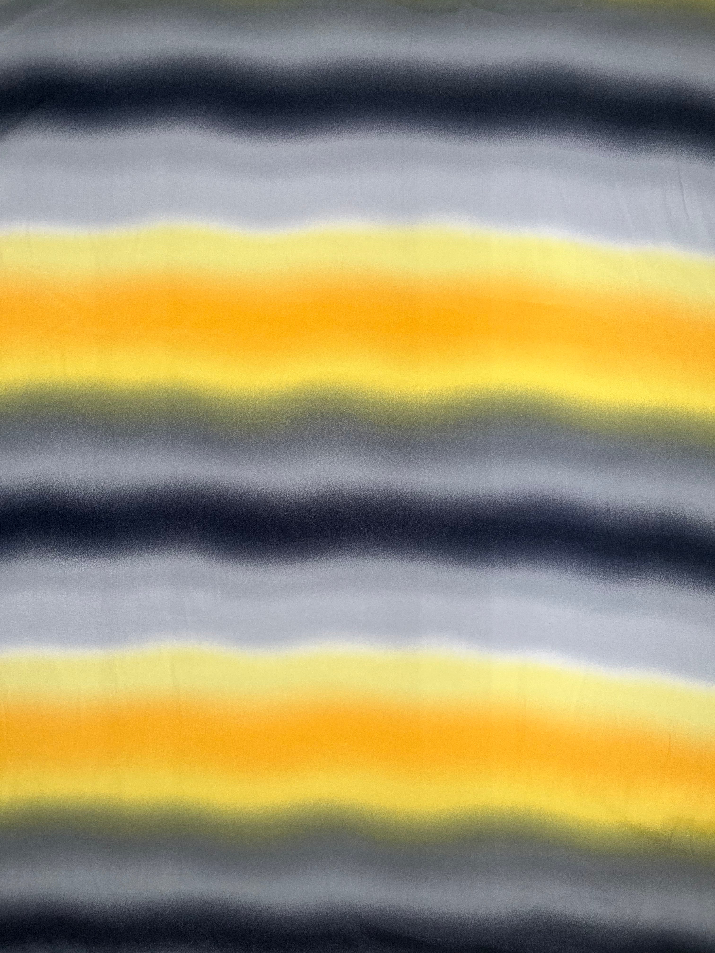 Yellow & Grey Ombre Stripe Satin Fabric 140cm