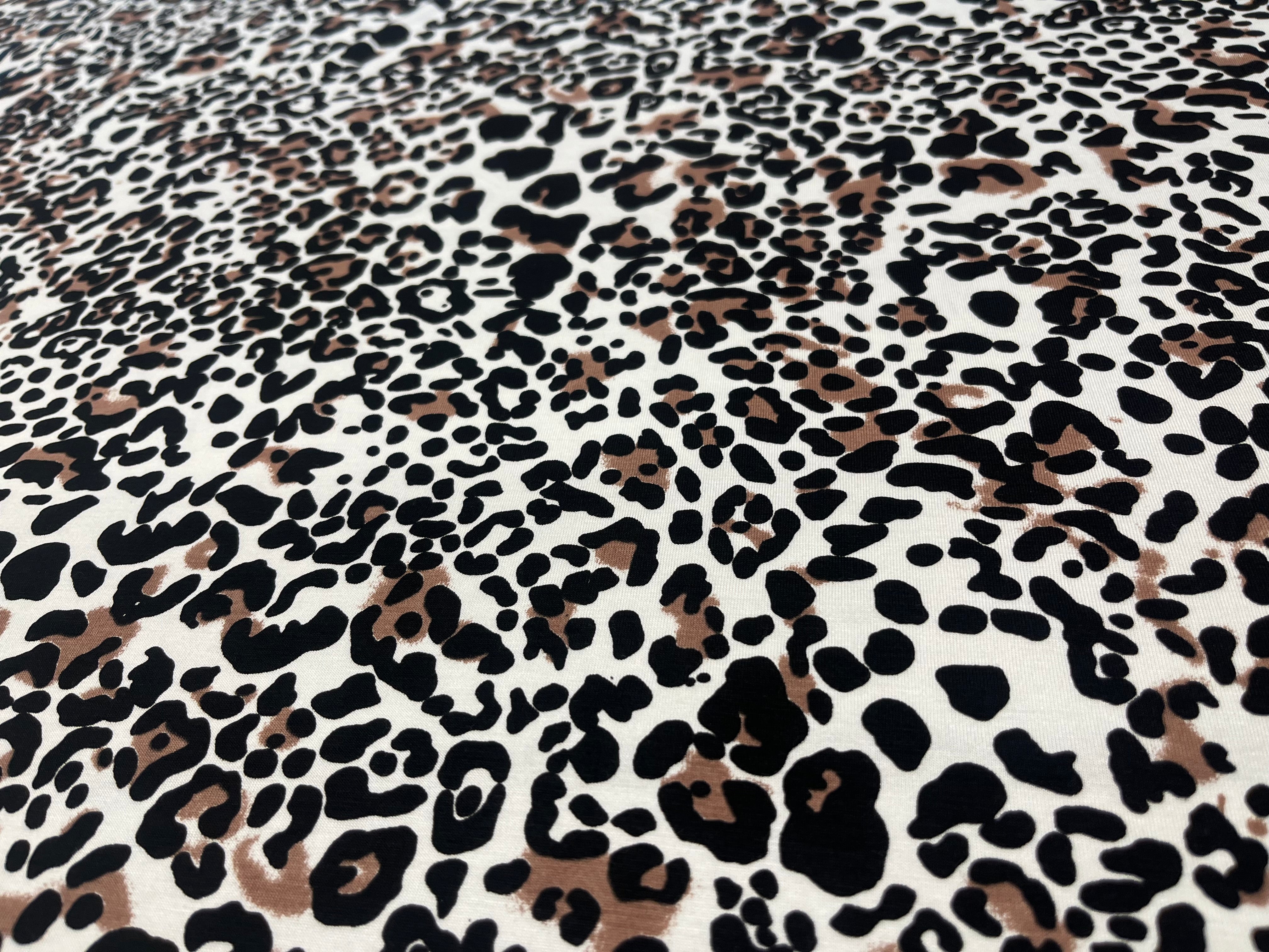 Snow Leopard Animal Print Viscose Fabric 145cm wide