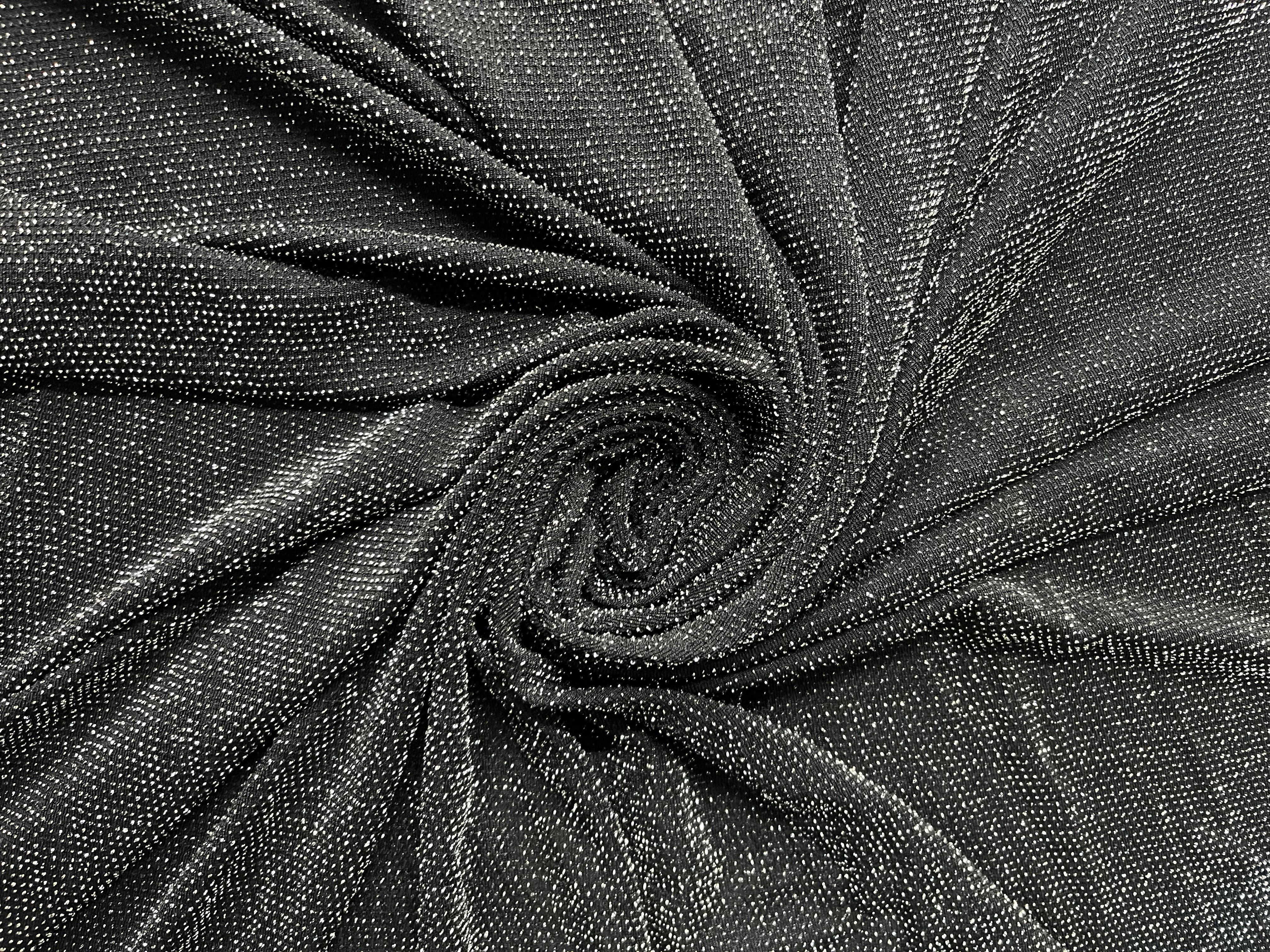 Black Glitter Lurex Fabric – Sparkle Stretch Lurex Material for Dresses, Dancewear & Performance Apparel 130cm Wide