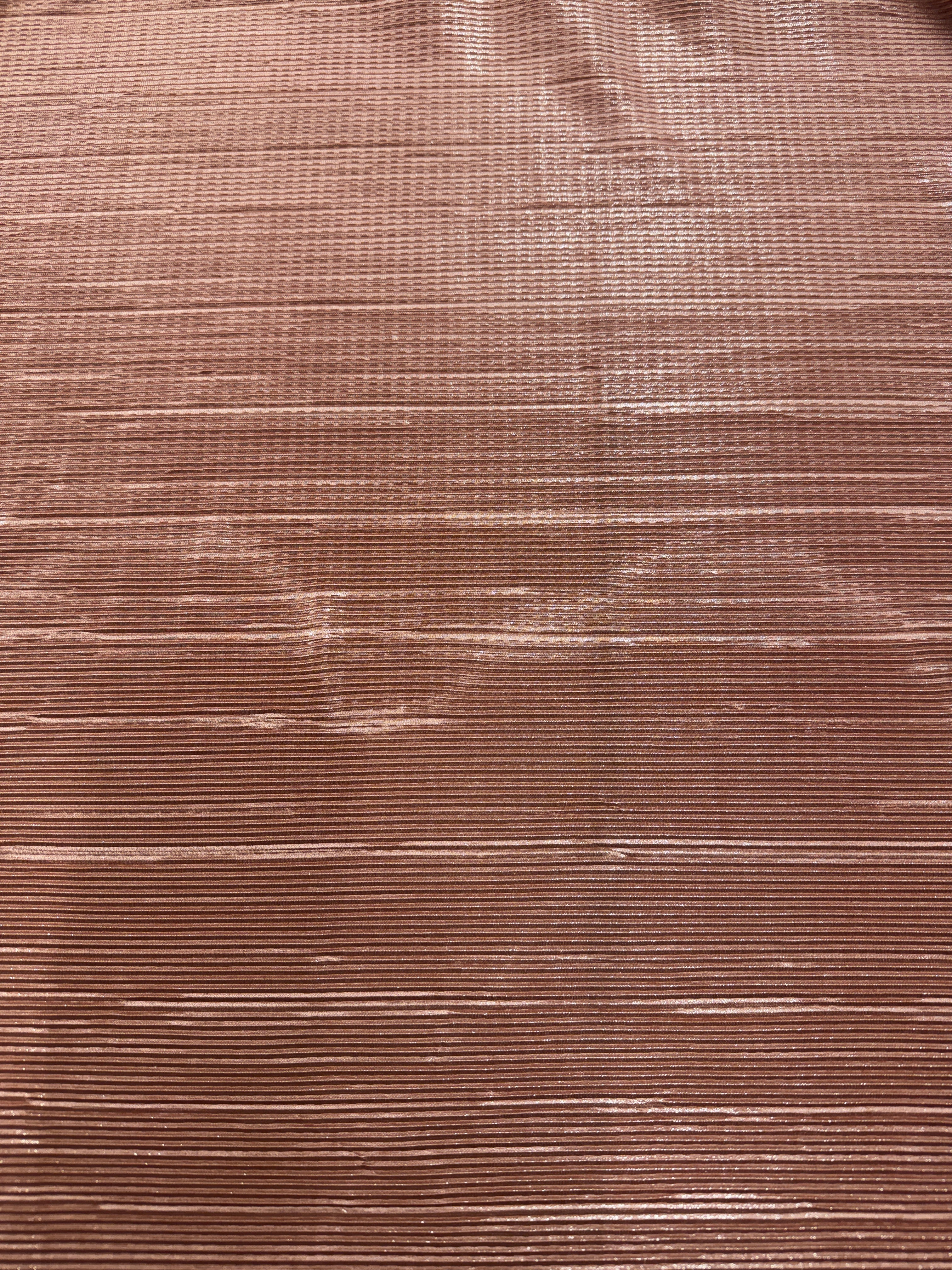 Rose Gold Plissé Fabric – Lightweight Metallic Pleated Stretch Fabric, 148cm Wide