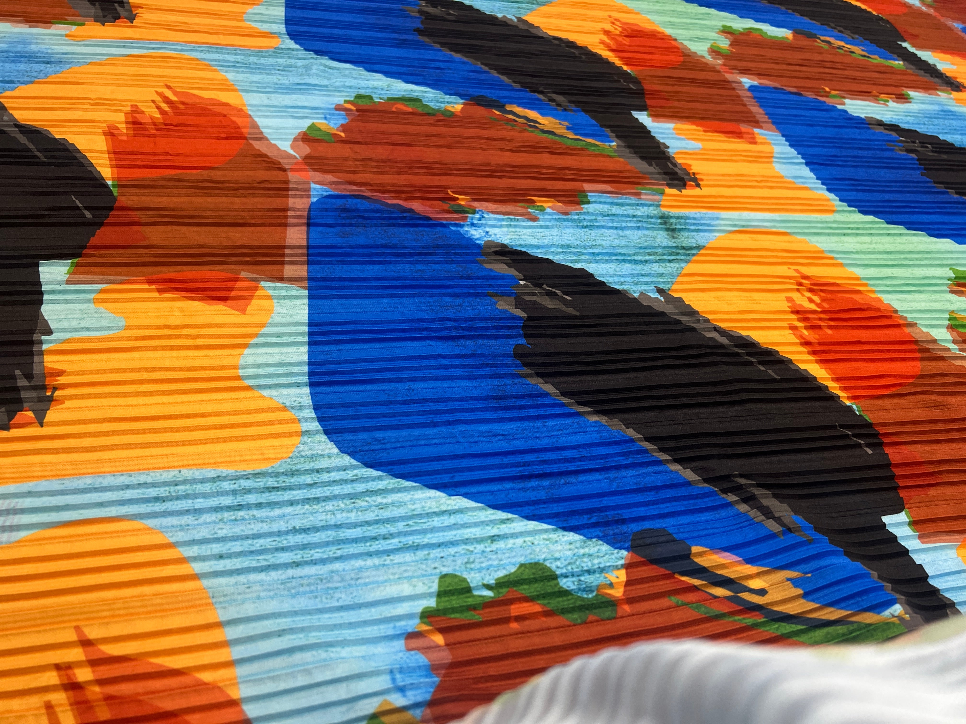 Multicolour Abstract Print Pleated Fabric