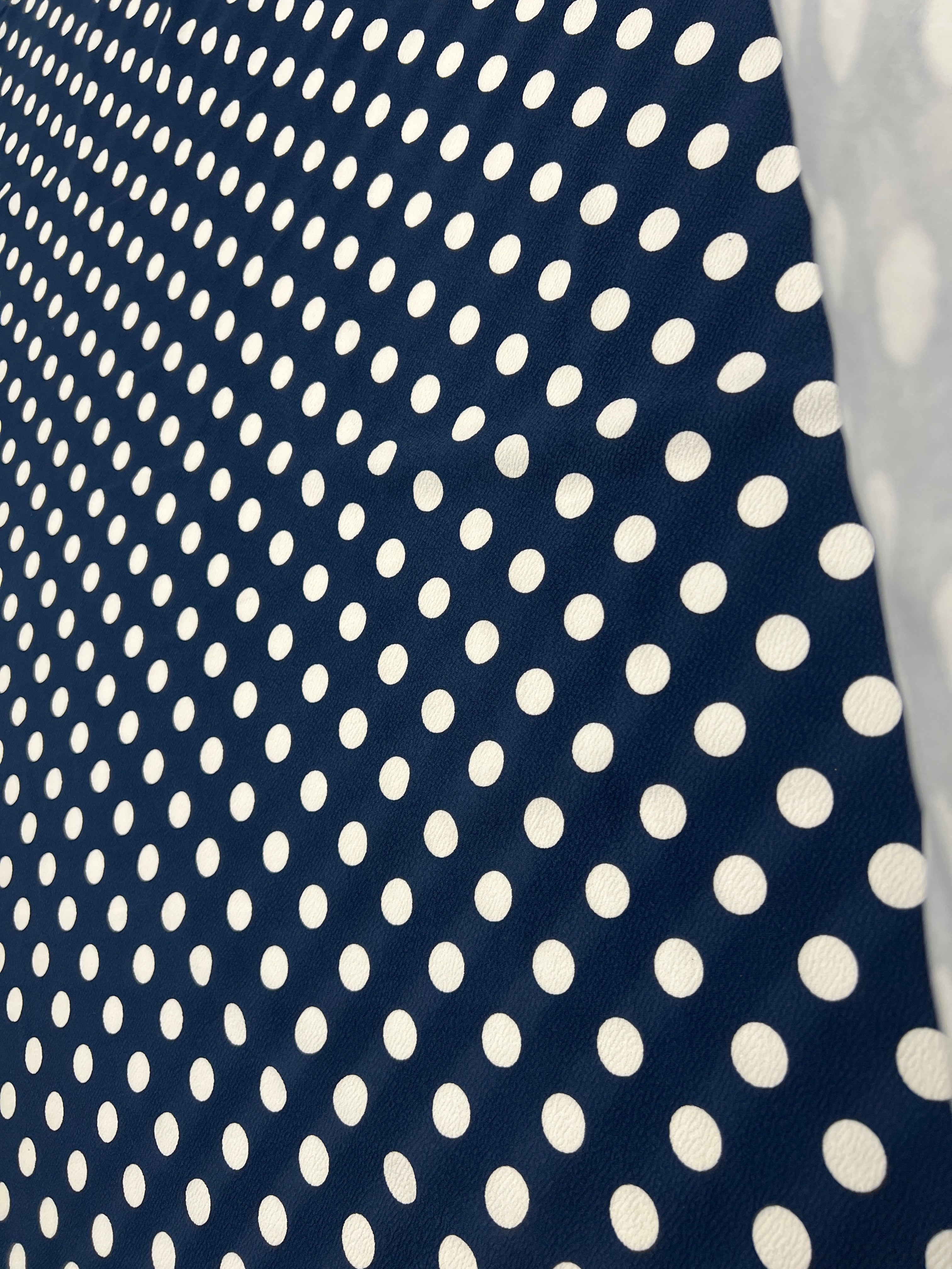 Navy & White Polka Dot Liverpool Fabric