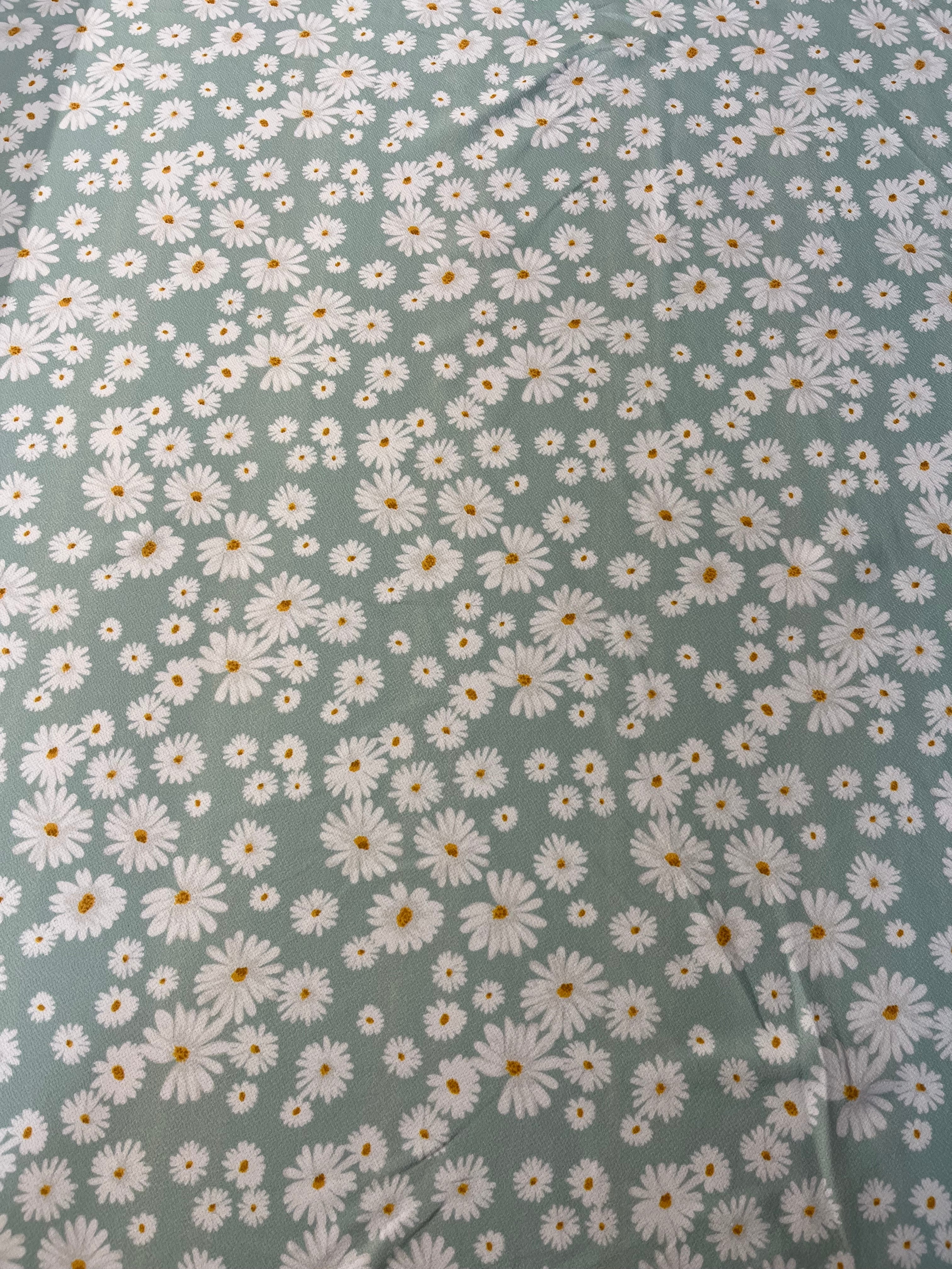 Mint Green Daisy Floral Liverpool Fabric –  Material for Dresses & Apparel ,150cm Wide