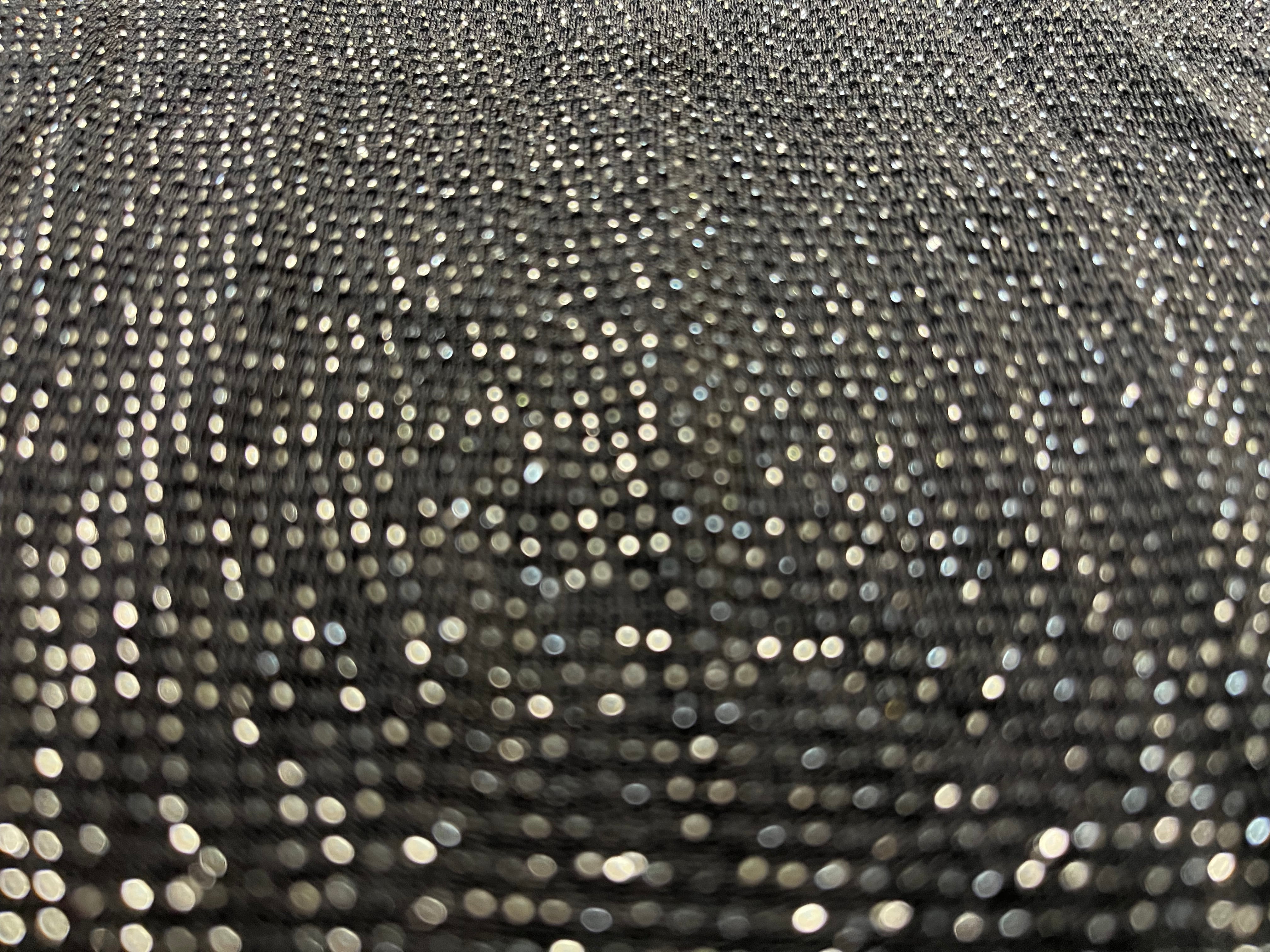 Black Glitter Lurex Fabric – Sparkle Stretch Lurex Material for Dresses, Dancewear & Performance Apparel 130cm Wide