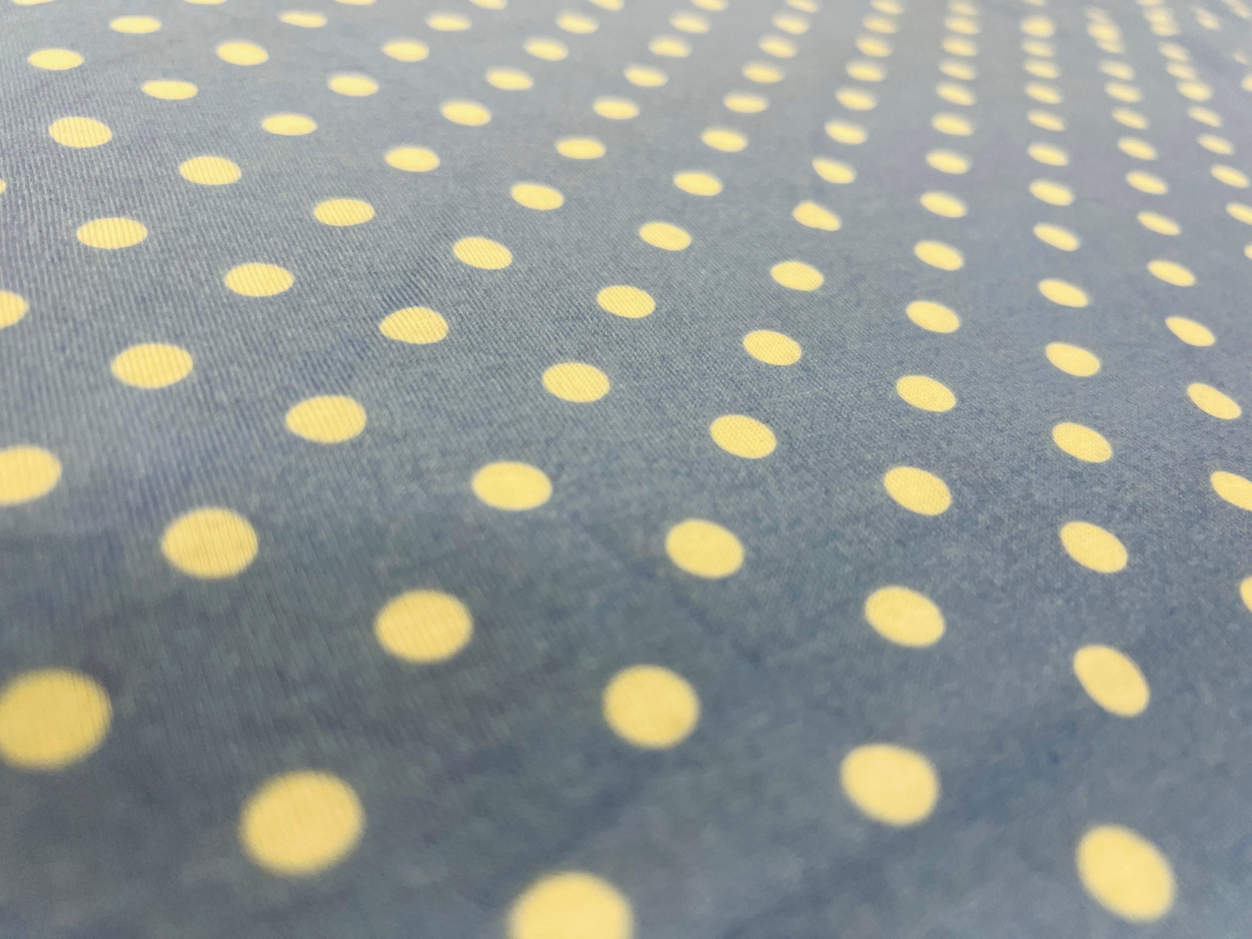 Blue Polka Dot Fabric Spun Polyester Blend Dress Craft Material 148cm Wide