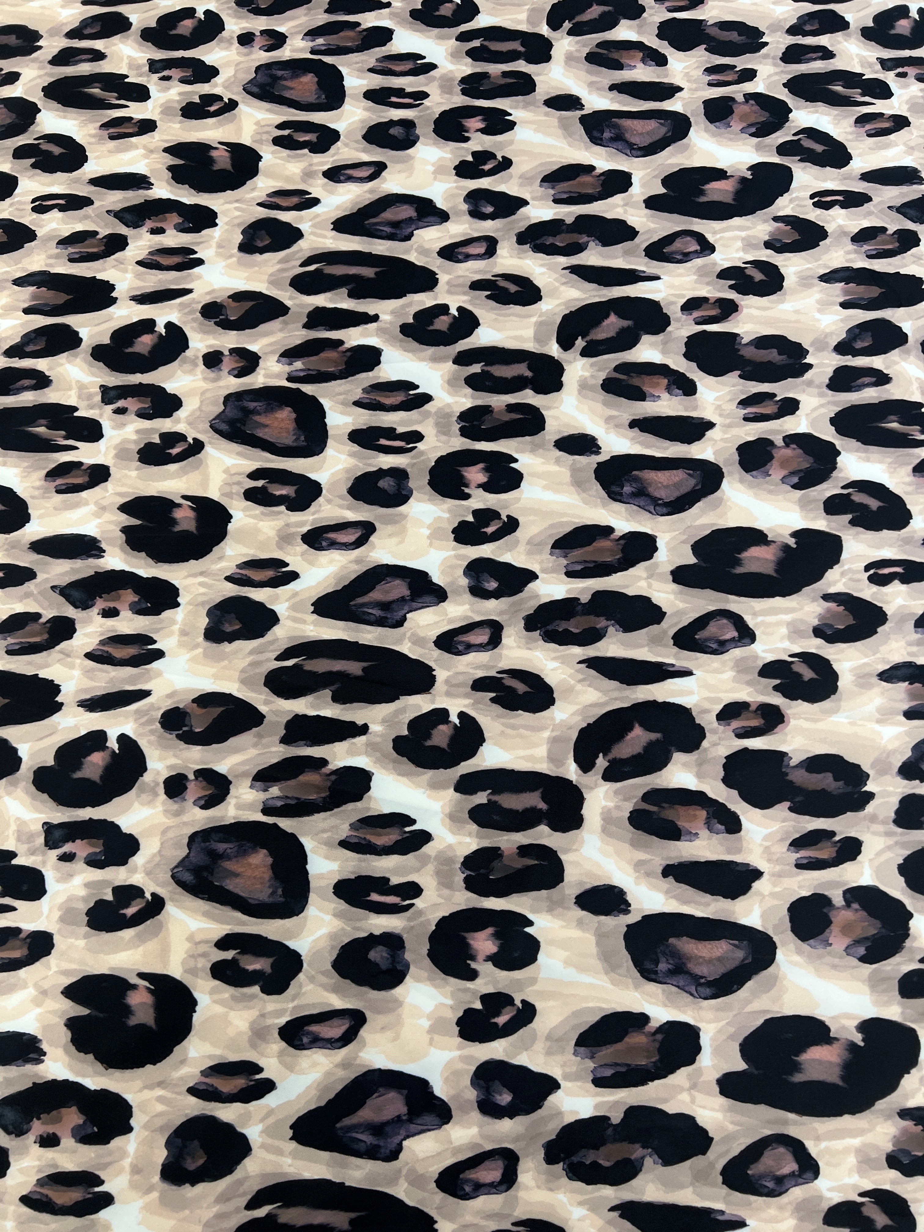 Beige Leopard Print Scuba Dressmaking Fabric