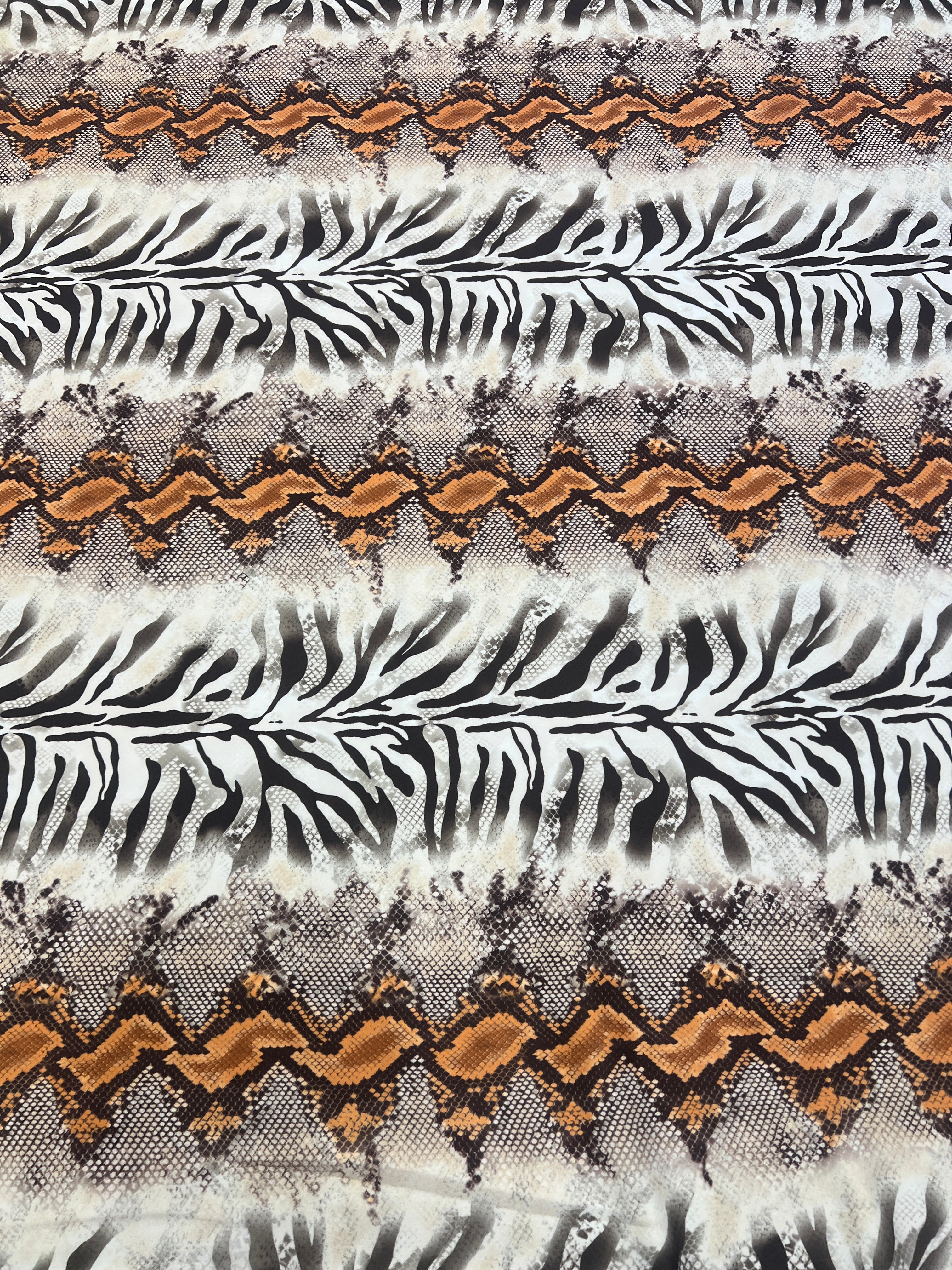 Zebra & Snakeskin Animal Print Scuba Crepe Fabric