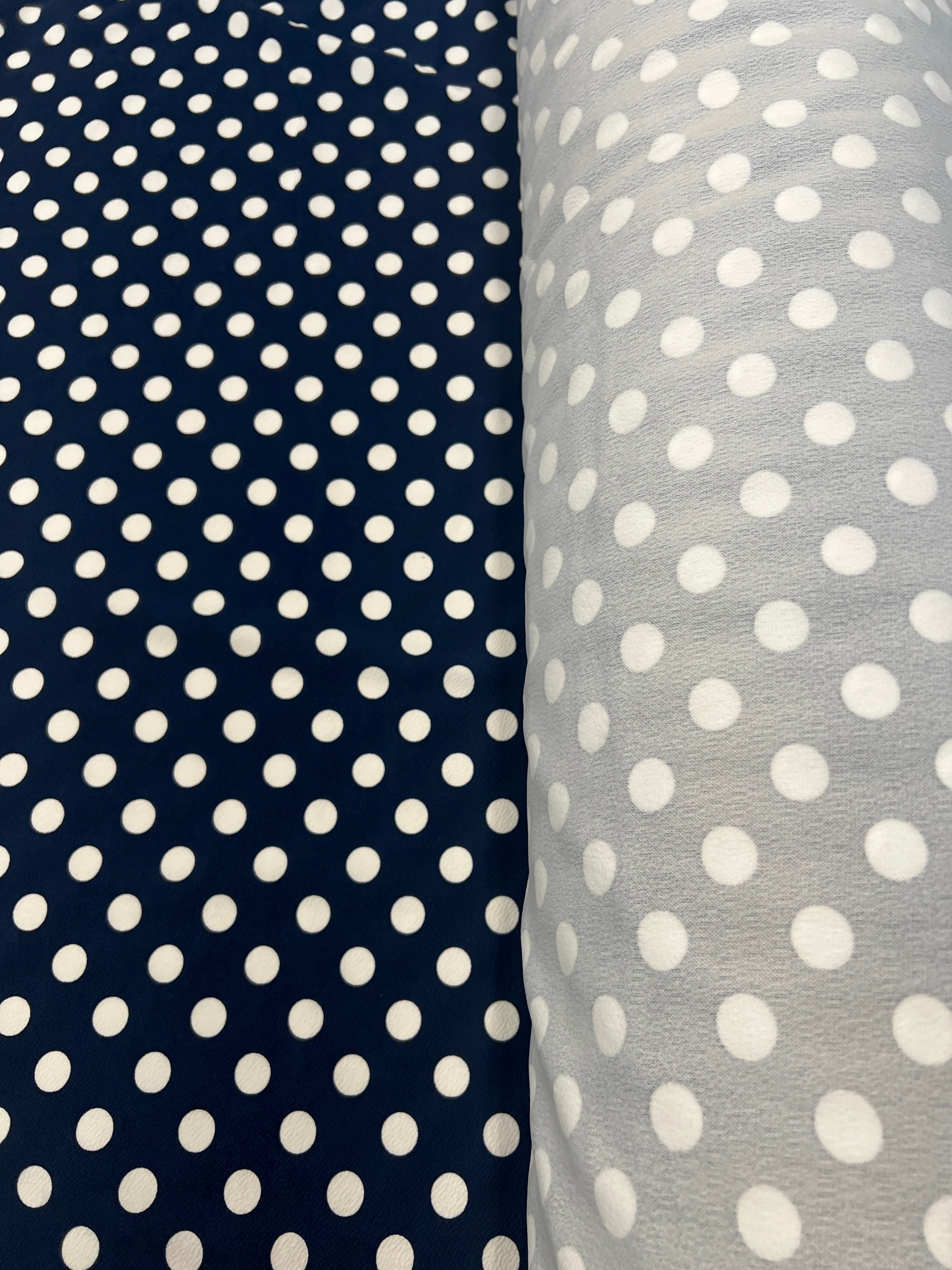 Navy & White Polka Dot Liverpool Fabric