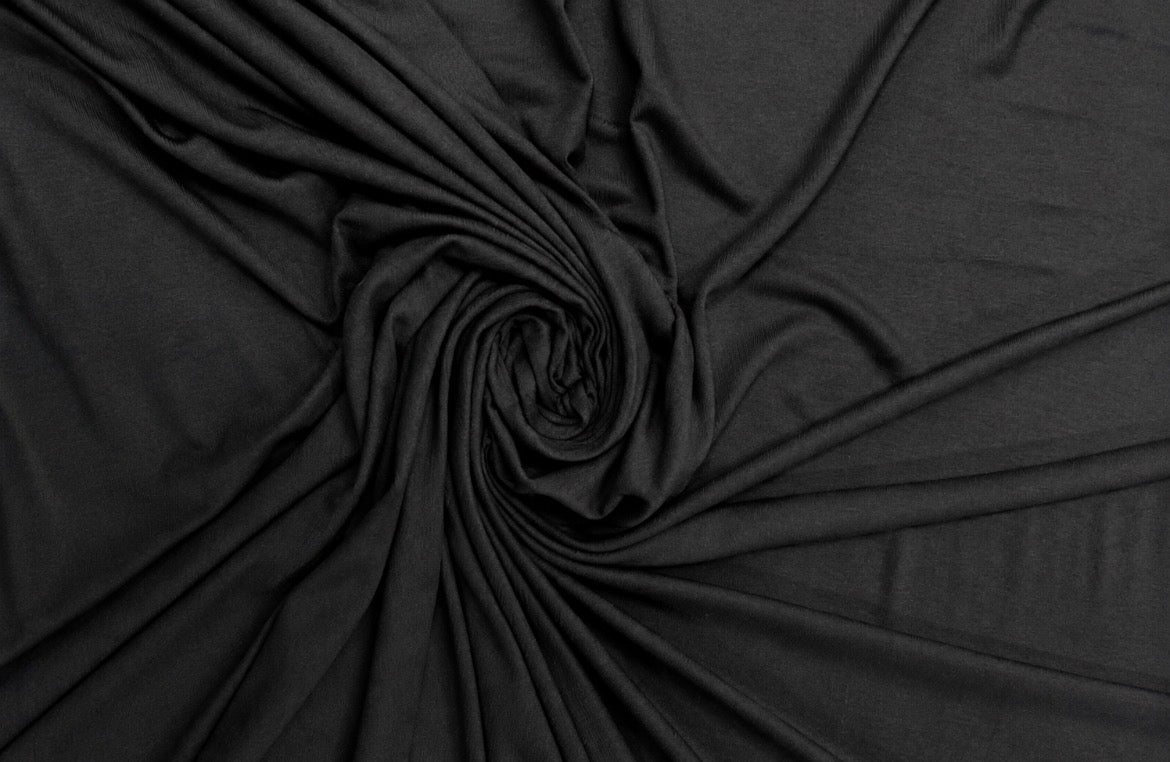 Premium Black Viscose Fabric for Dresses & Sewing Projects 153cm Wide
