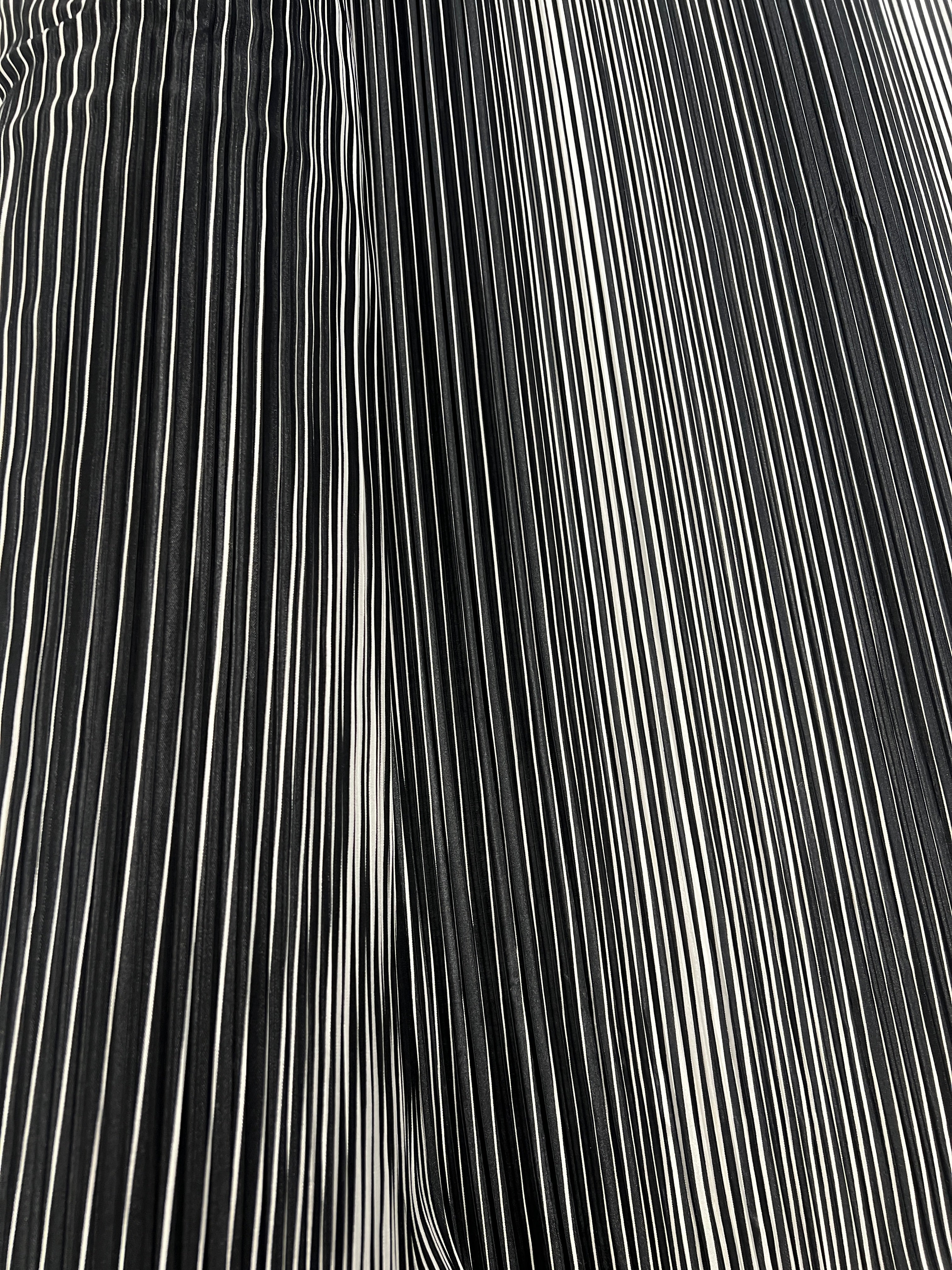 Black White Stripe Pleated Fabric Stretch Jersey Dressmaking Material