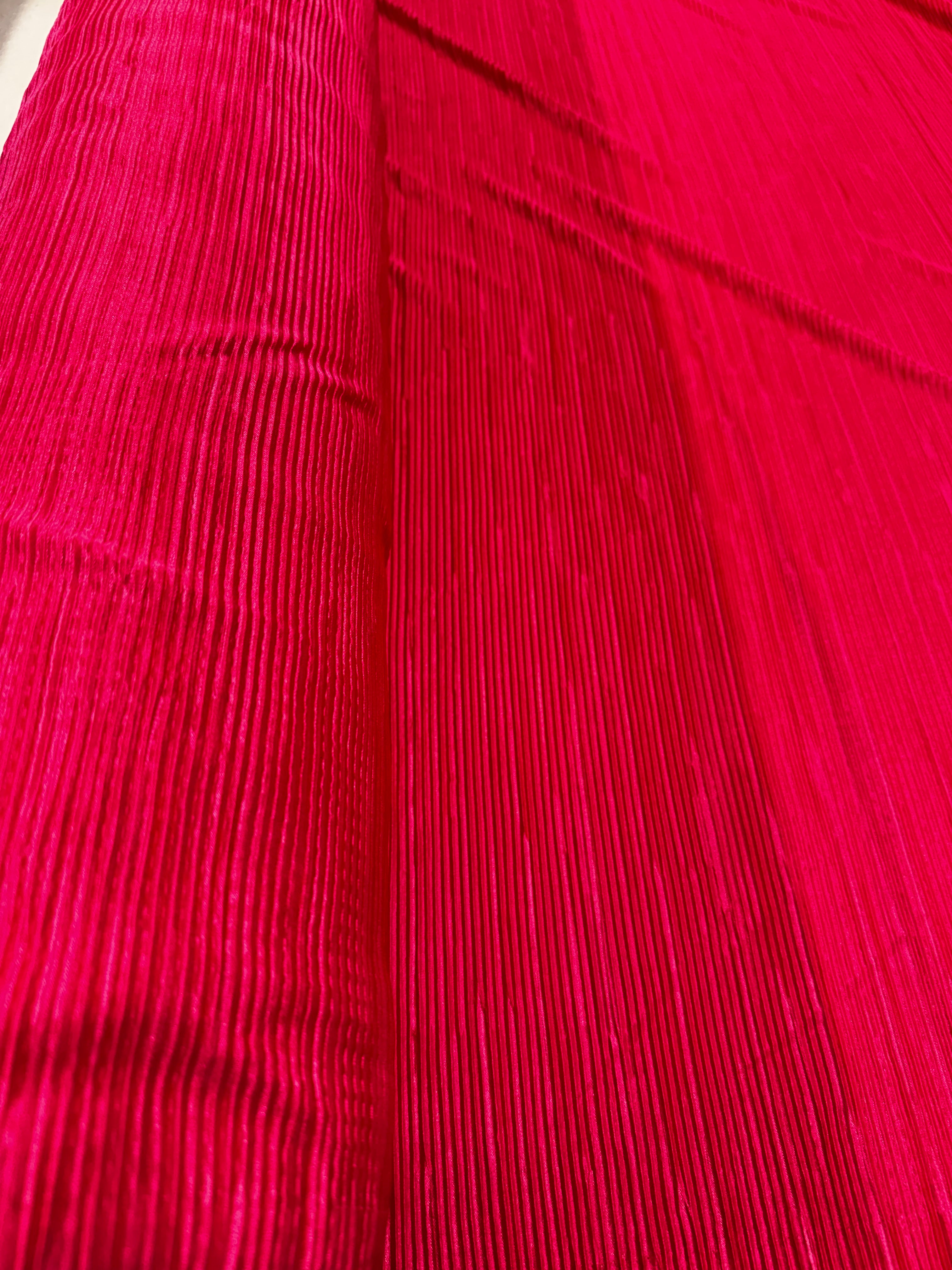 Hot Pink Plissé Pleated Fabric – Prisecco Textured Stretch Fabric, 58 Inch Wide Dress & Occasion Fabric