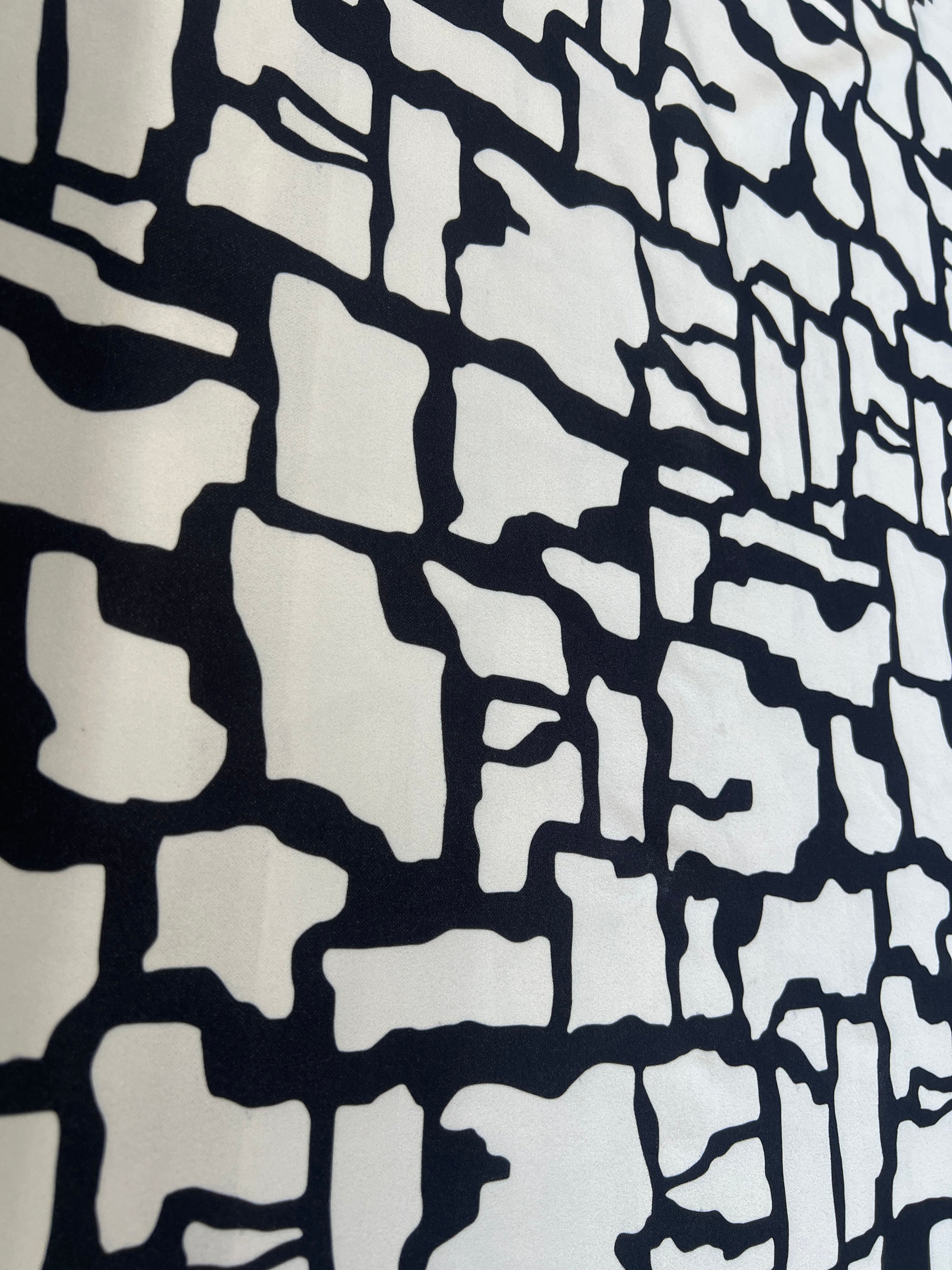Black White Abstract Scuba Crepe Stretch Jersey Dressmaking Fabric