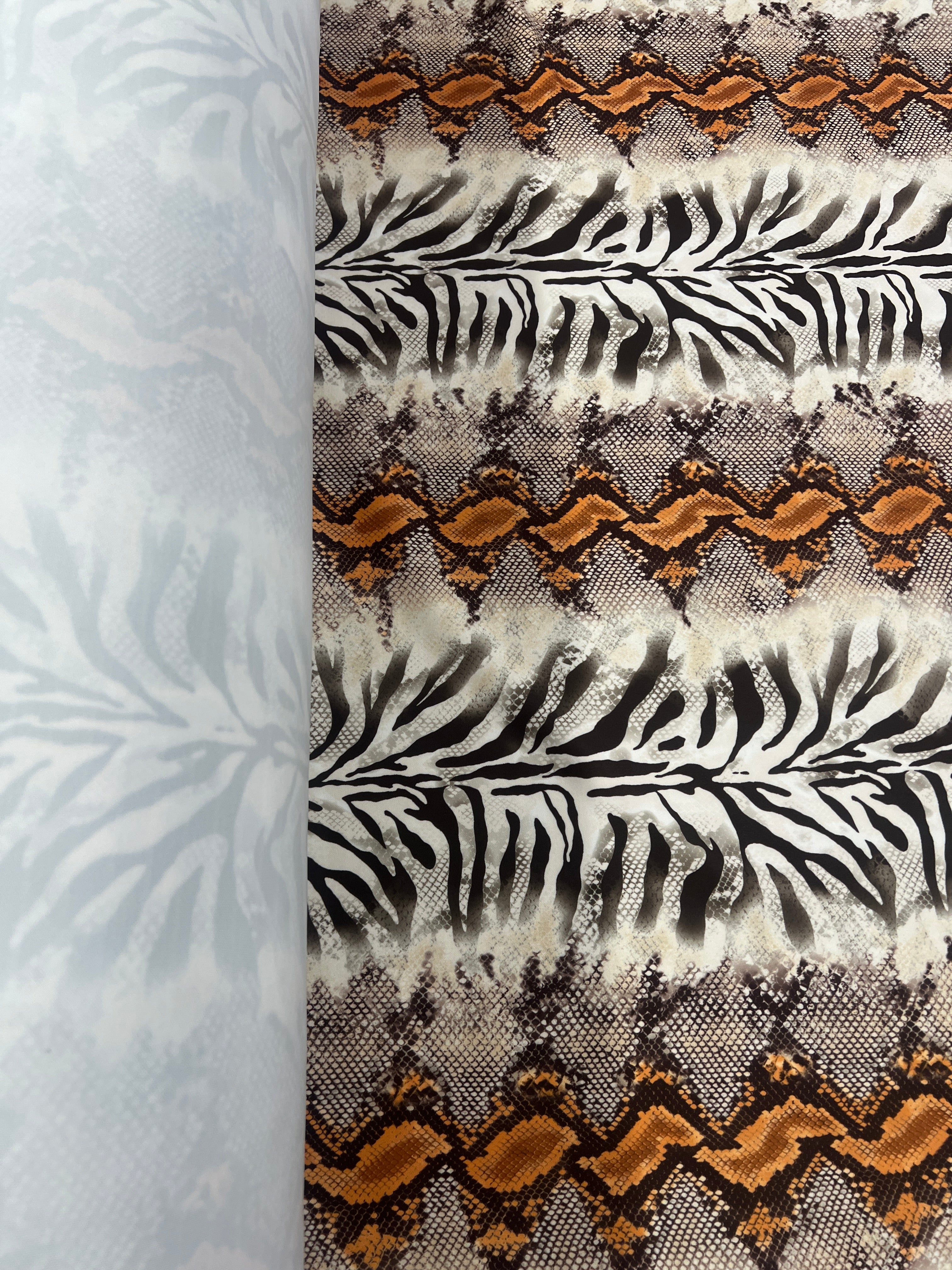 Zebra & Snakeskin Animal Print Scuba Crepe Fabric