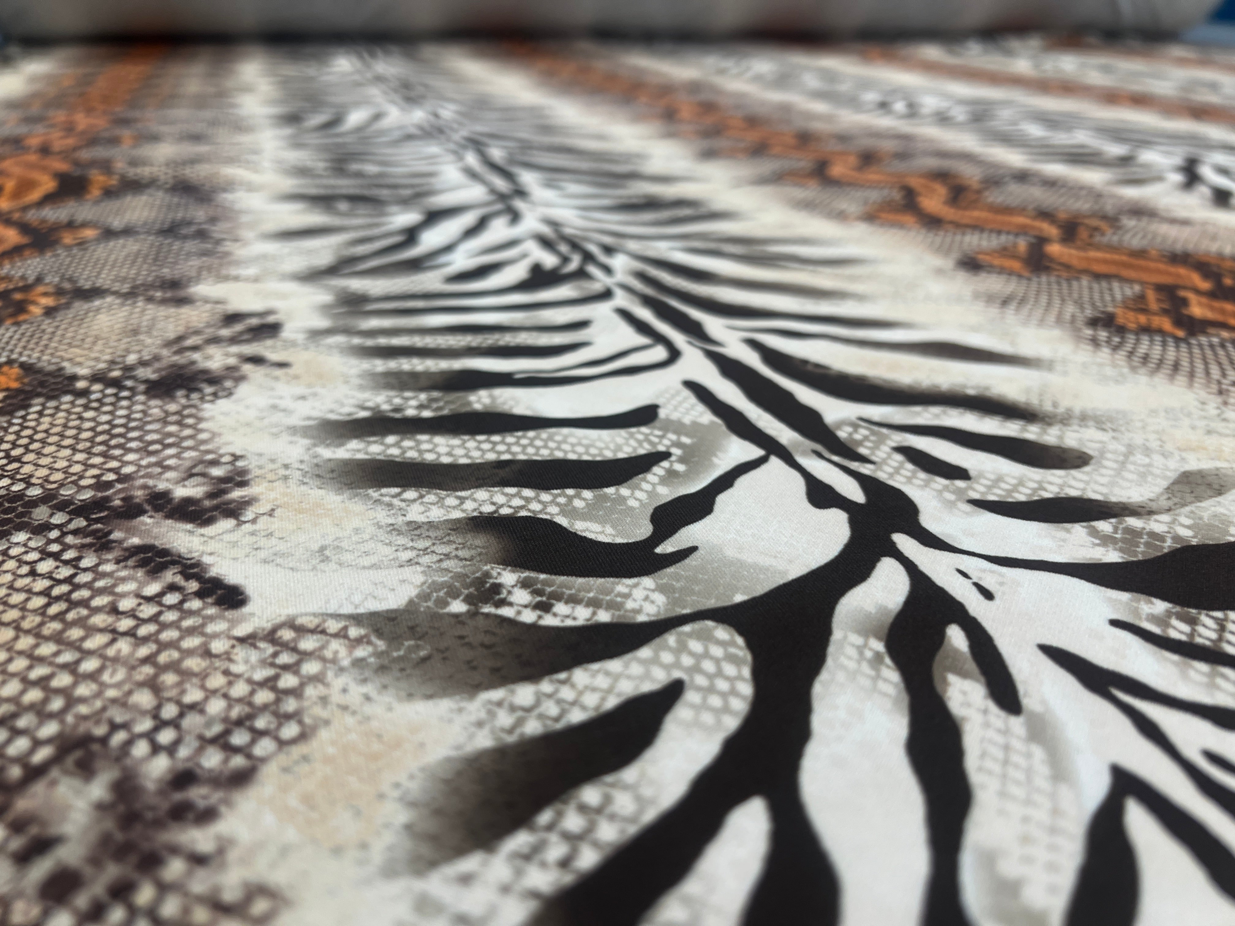 Zebra & Snakeskin Animal Print Scuba Crepe Fabric