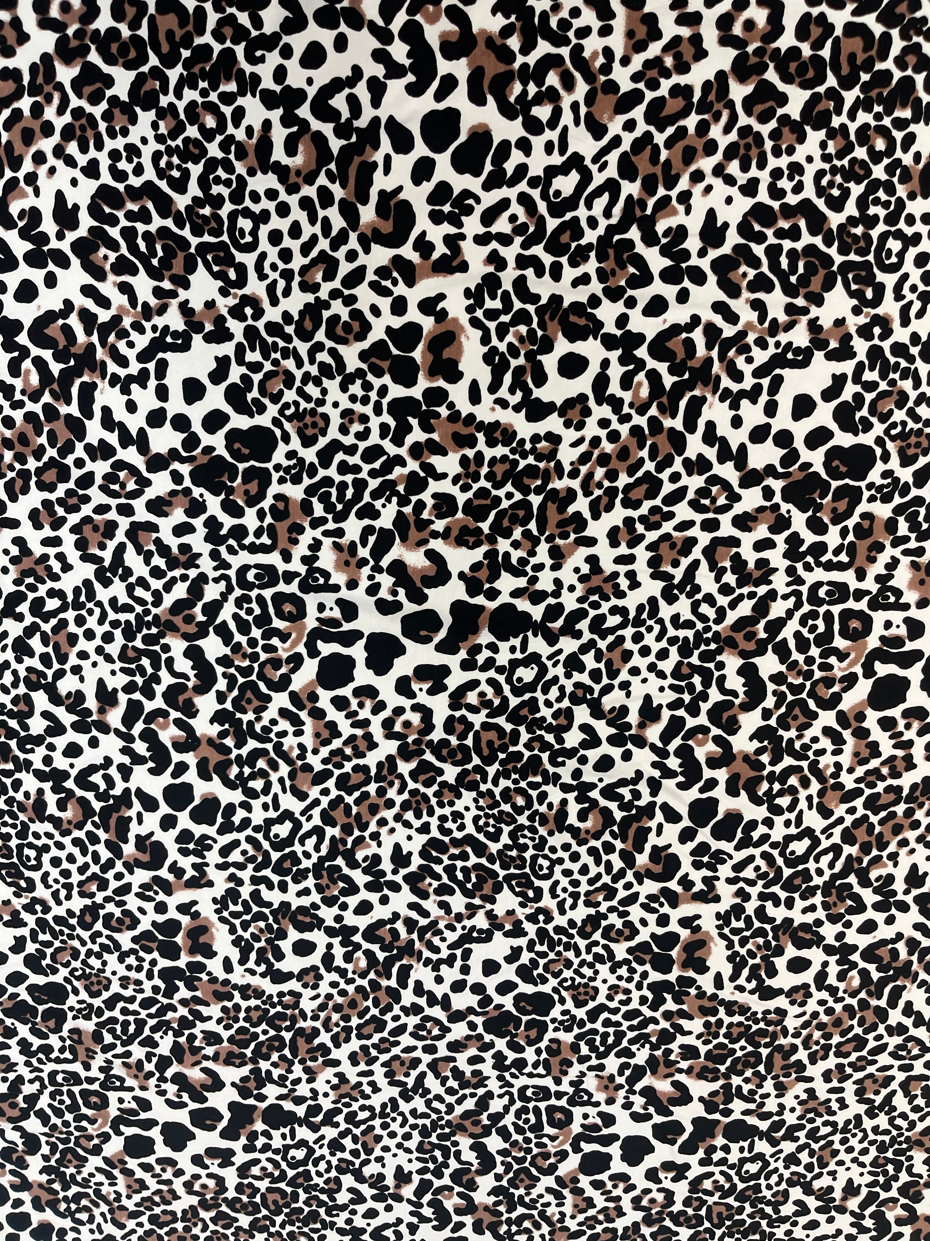 Snow Leopard Animal Print Viscose Fabric 145cm wide