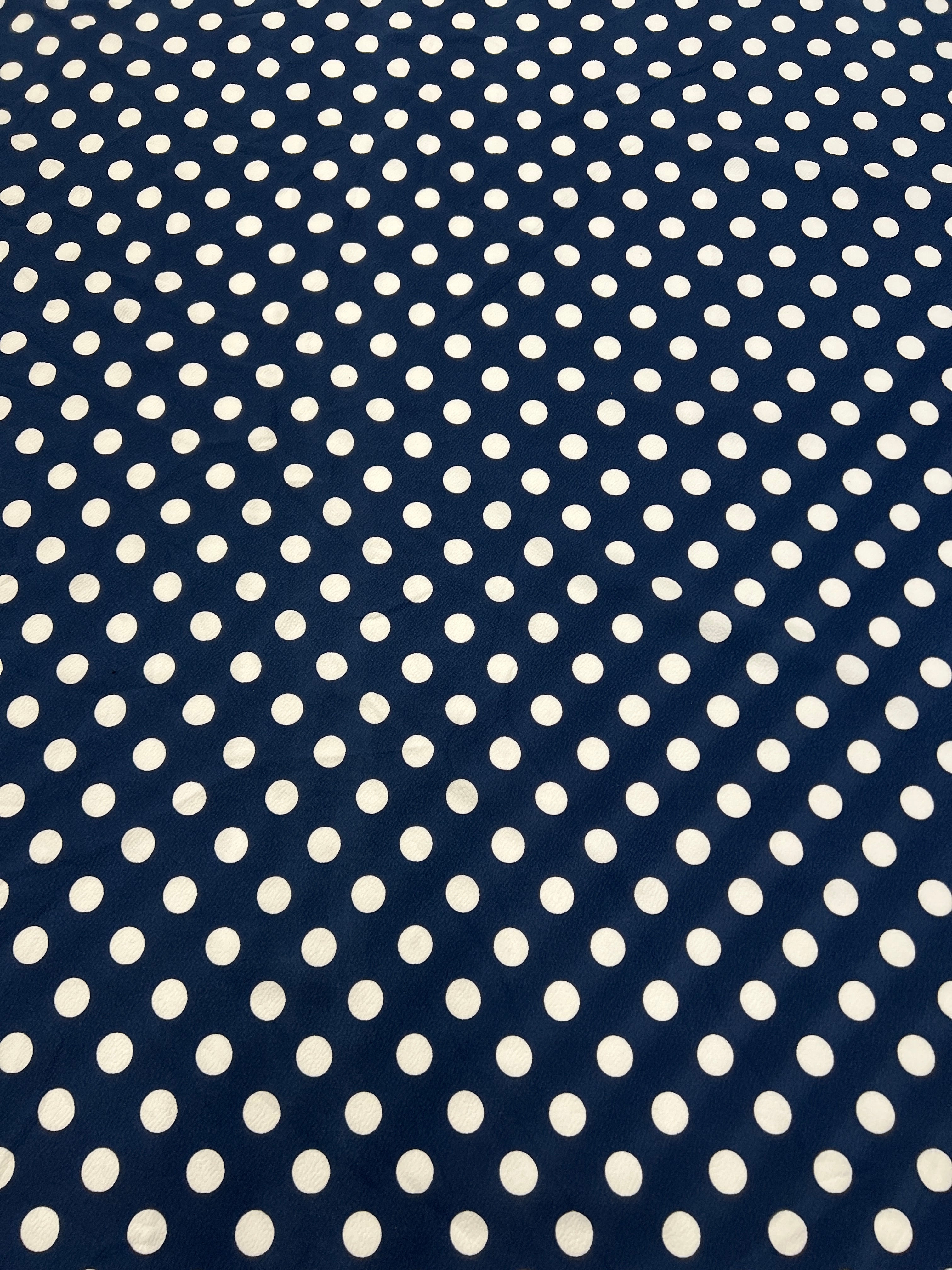 Navy & White Polka Dot Liverpool Fabric