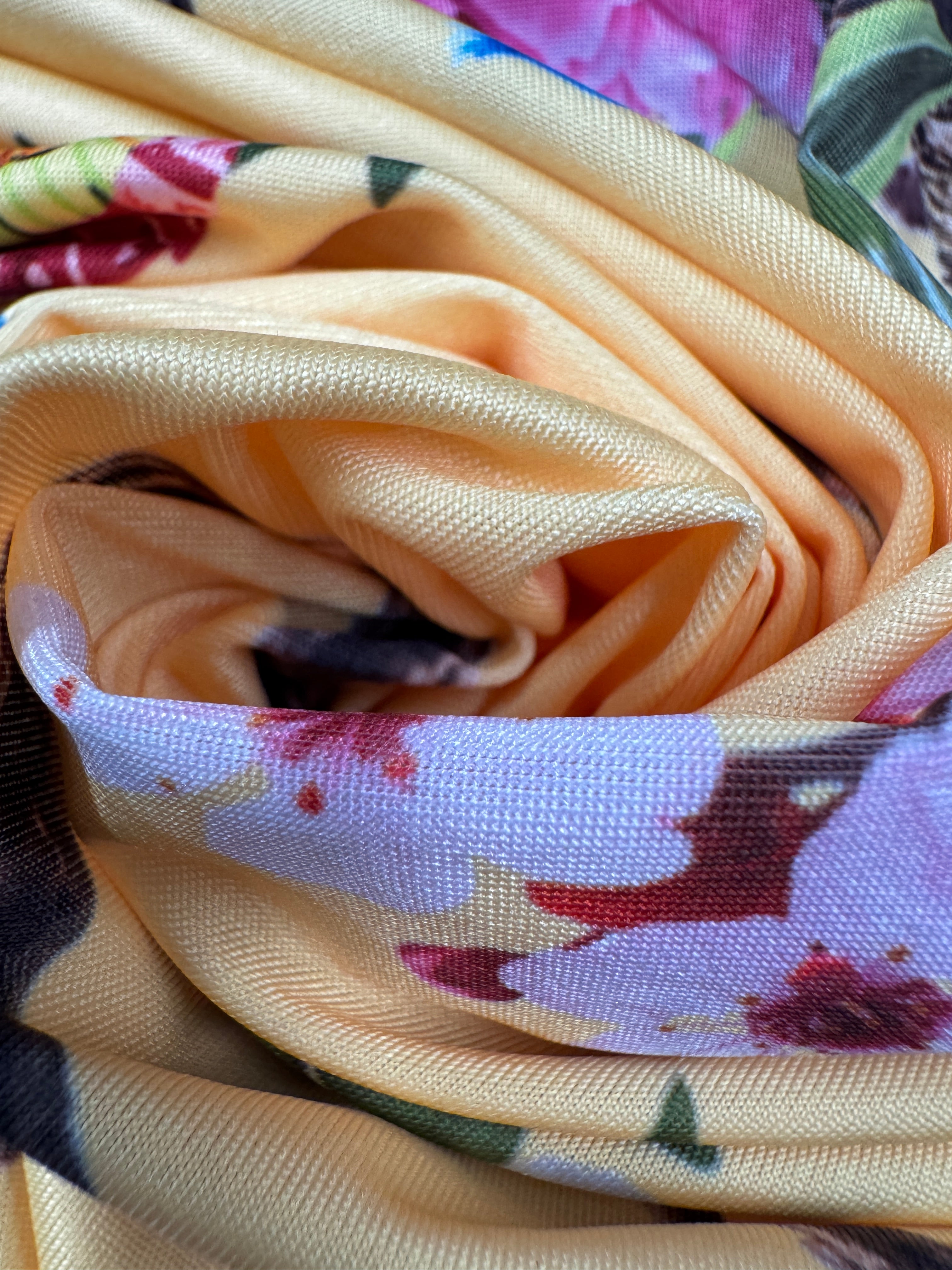 Yellow Bird & Blossom Slinky Fabric – Soft Touch Stretch Jersey, 147cm Wide