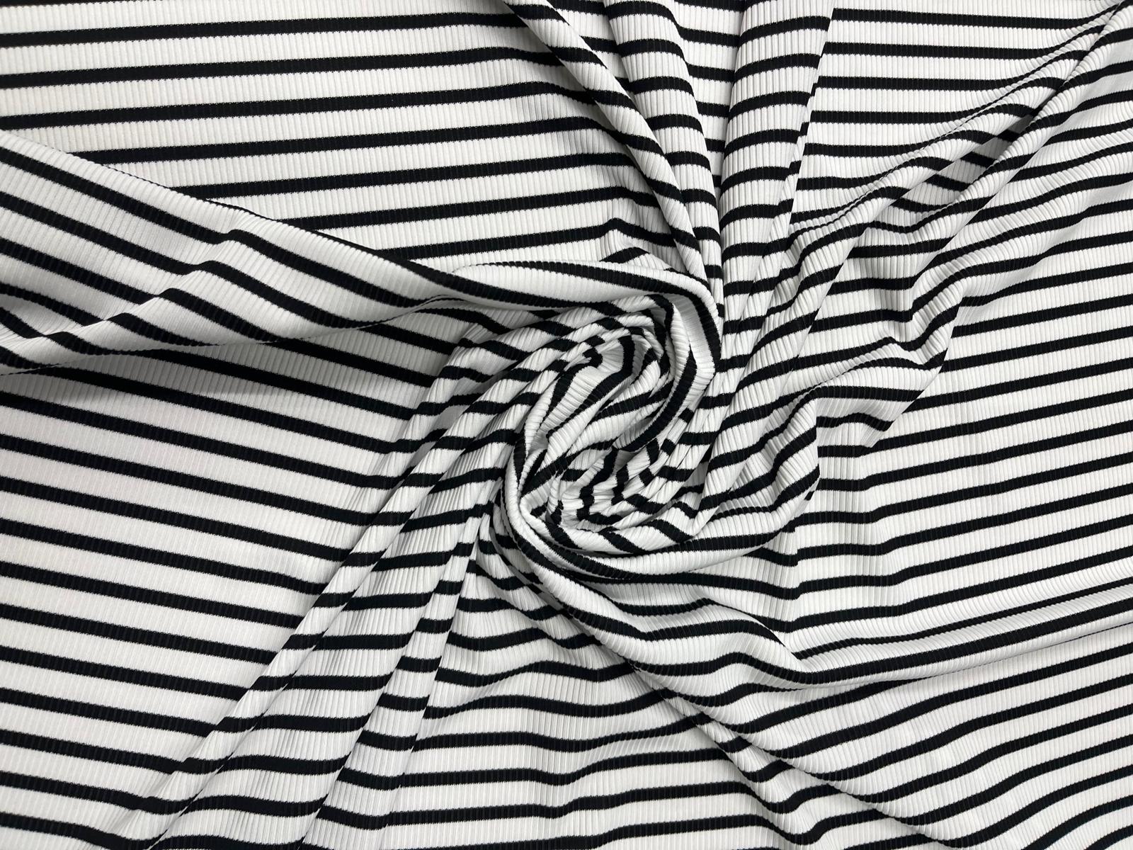 Black White Rib Knit Fabric 130cm Stretch Striped Material for Sewing