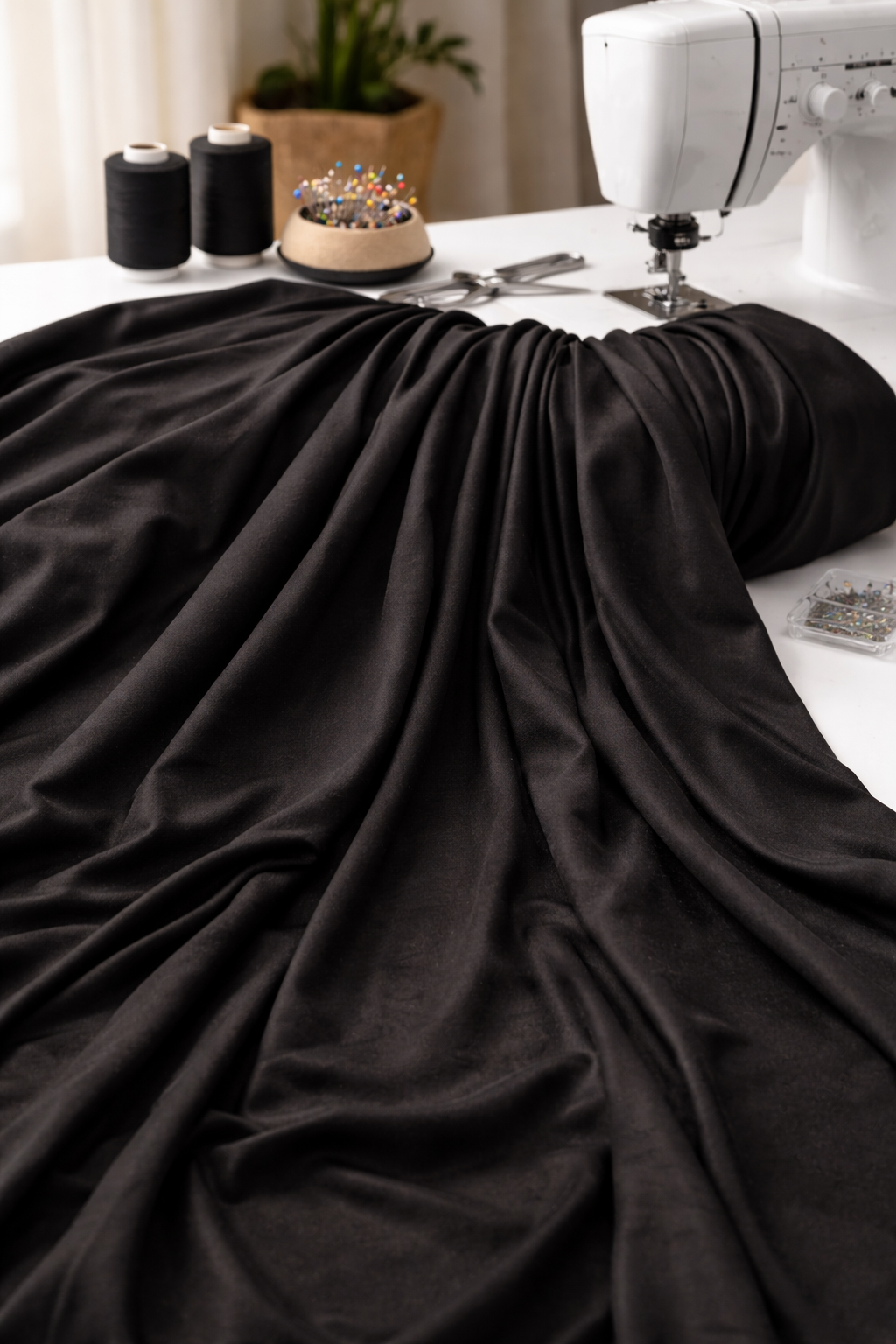 Premium Black Viscose Elastane Fabric – 150cm Wide Super Soft Stretch Jersey (1m, 3m & 5m Lengths)