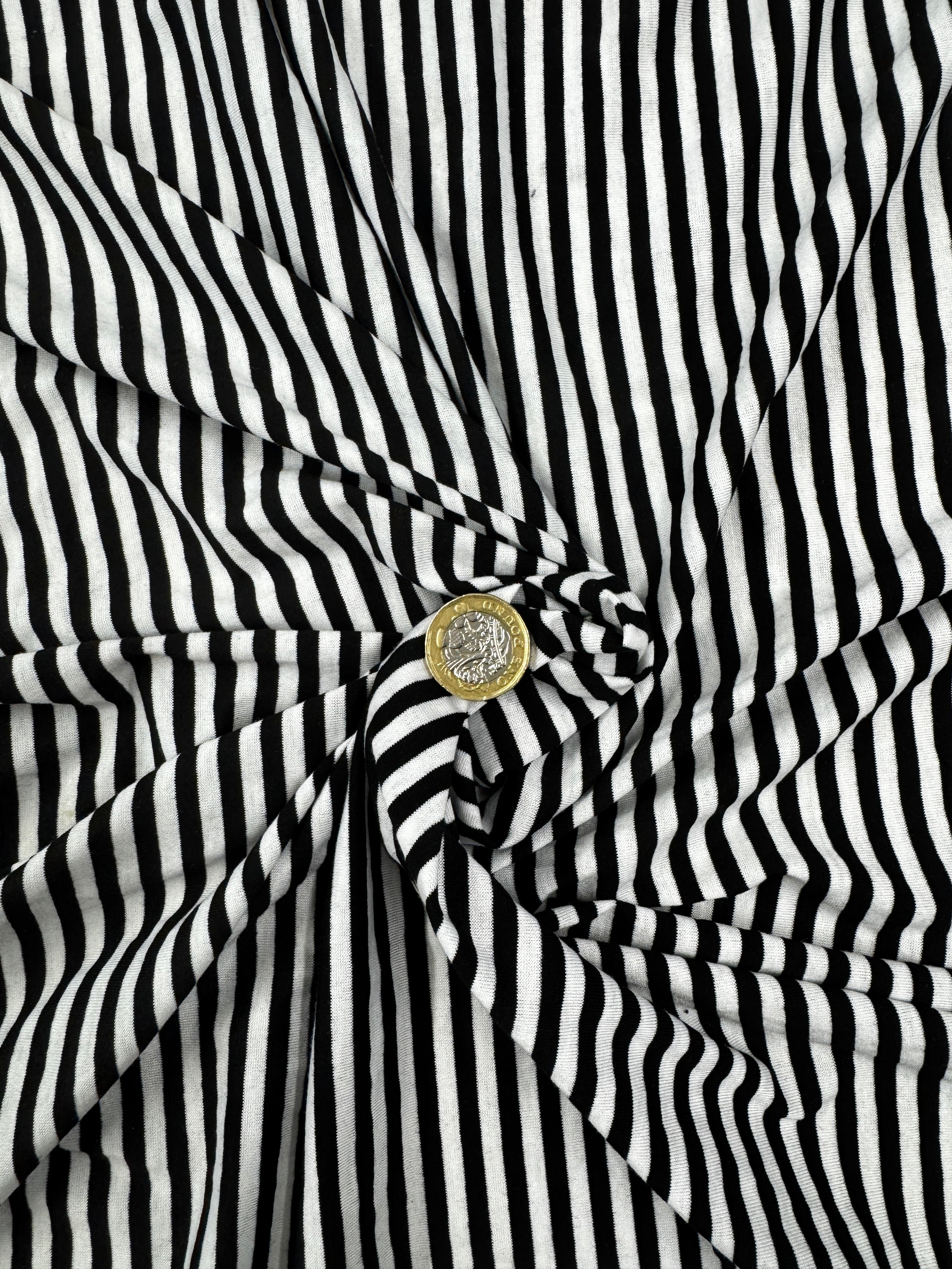 Black & White 50mm Stripe Stretch Knit Fabric – 2 Way Stretch Jersey, 152cm Wide Dress Fabric