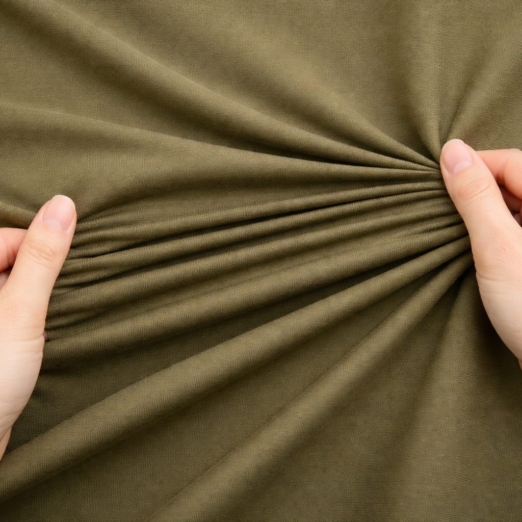 Khaki Bengaline Stretch Fabric – Structured Dress & Trouser Fabric, 240gsm 150cm Wide Viscose Blend