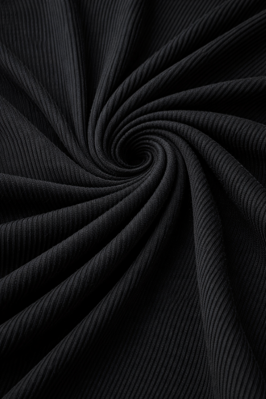 Black 2x2 Rib Fabric – Polyester Elastane Stretch Rib Knit, 4 Way Stretch, 140cm Wide