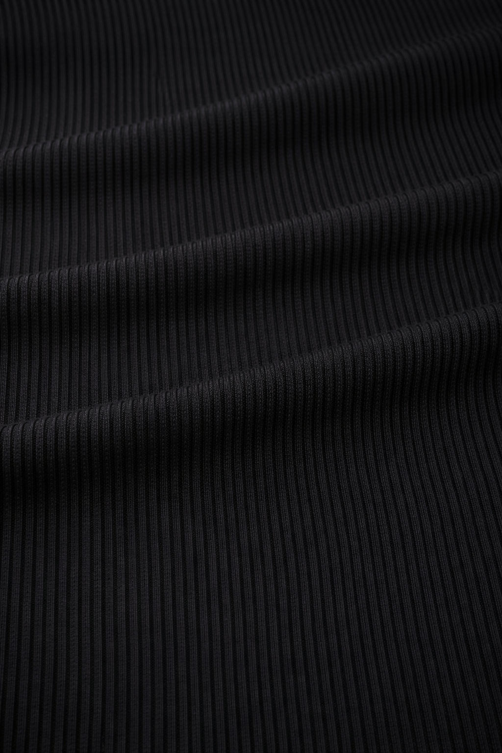 Black 2x2 Rib Fabric – Polyester Elastane Stretch Rib Knit, 4 Way Stretch, 140cm Wide