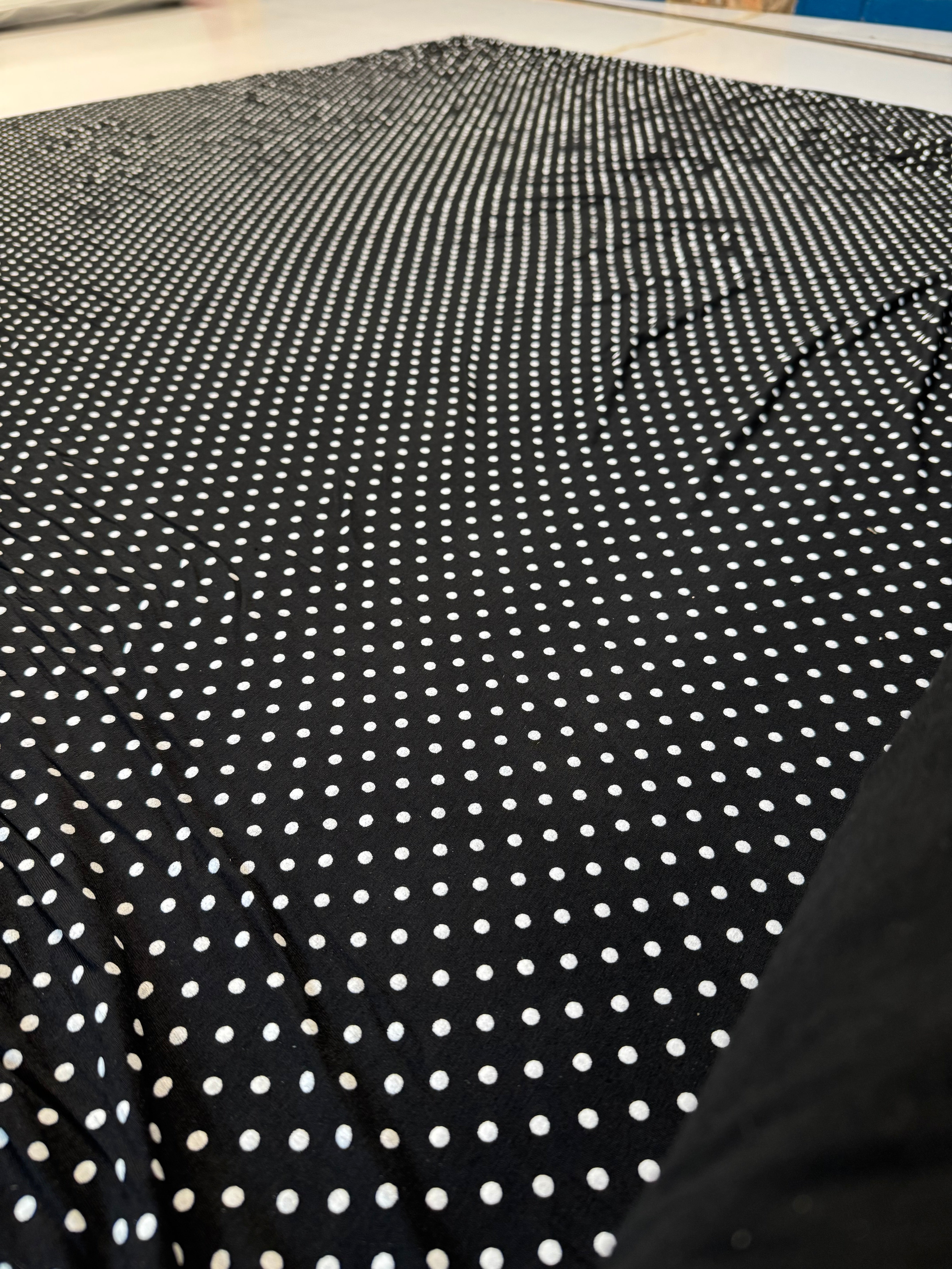 Black & White Polka Dot Viscose Elastane Jersey 147cm