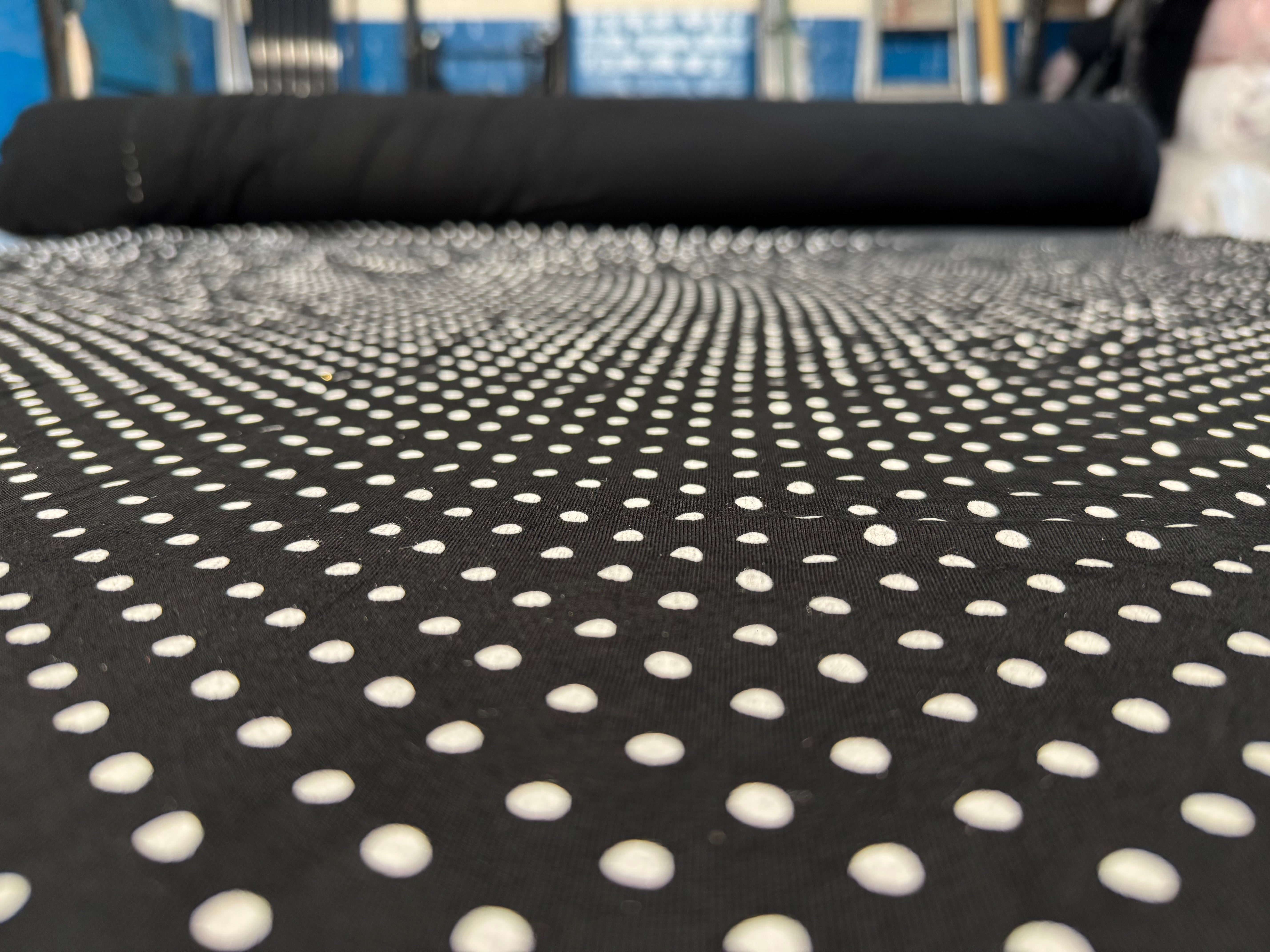 Black & White Polka Dot Viscose Elastane Jersey 147cm