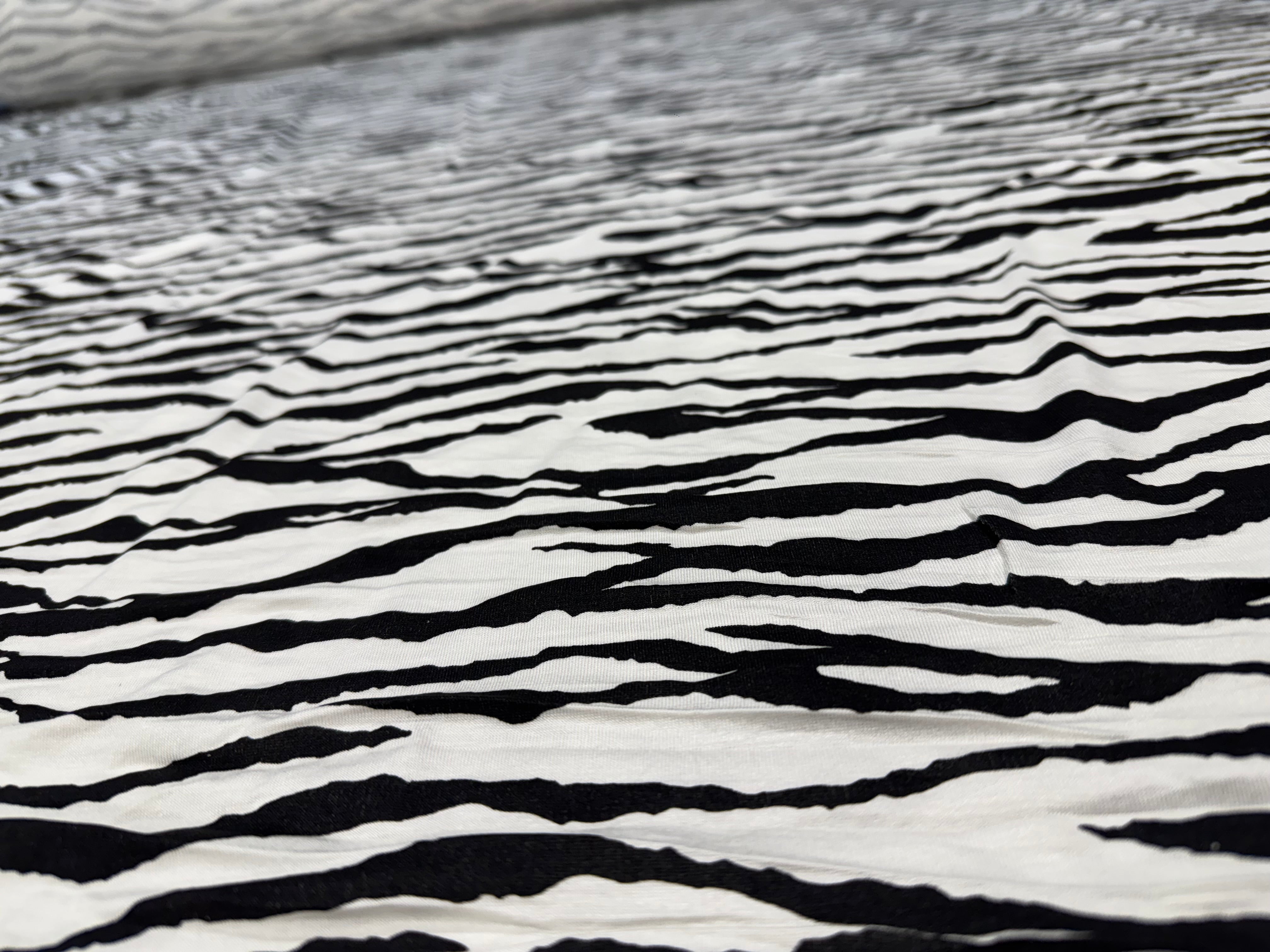 Black & White Zebra Print Stretch Jersey Dressmaking Fabric 160CM