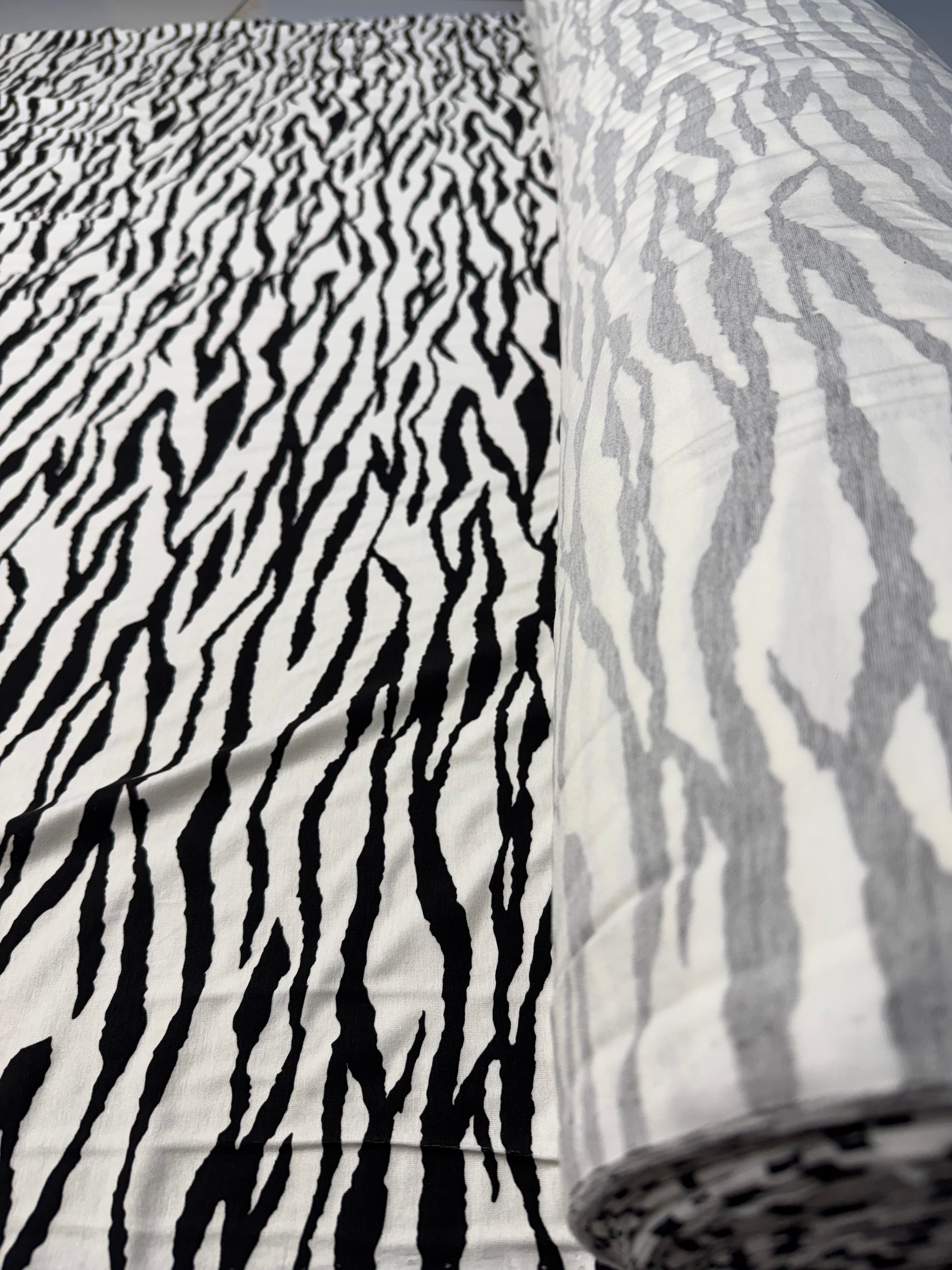 Black & White Zebra Print Stretch Jersey Dressmaking Fabric 160CM