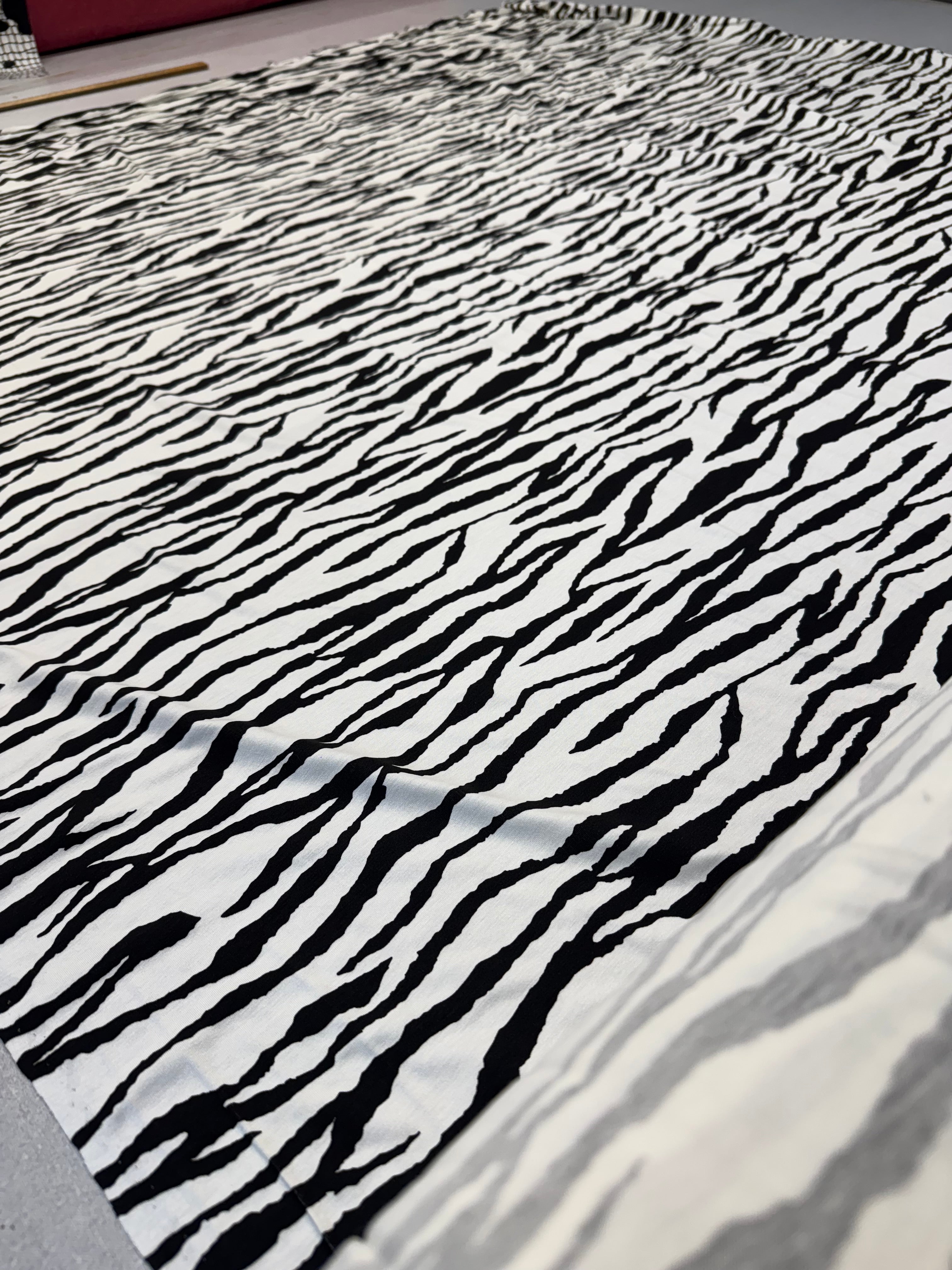 Black & White Zebra Print Stretch Jersey Dressmaking Fabric 160CM