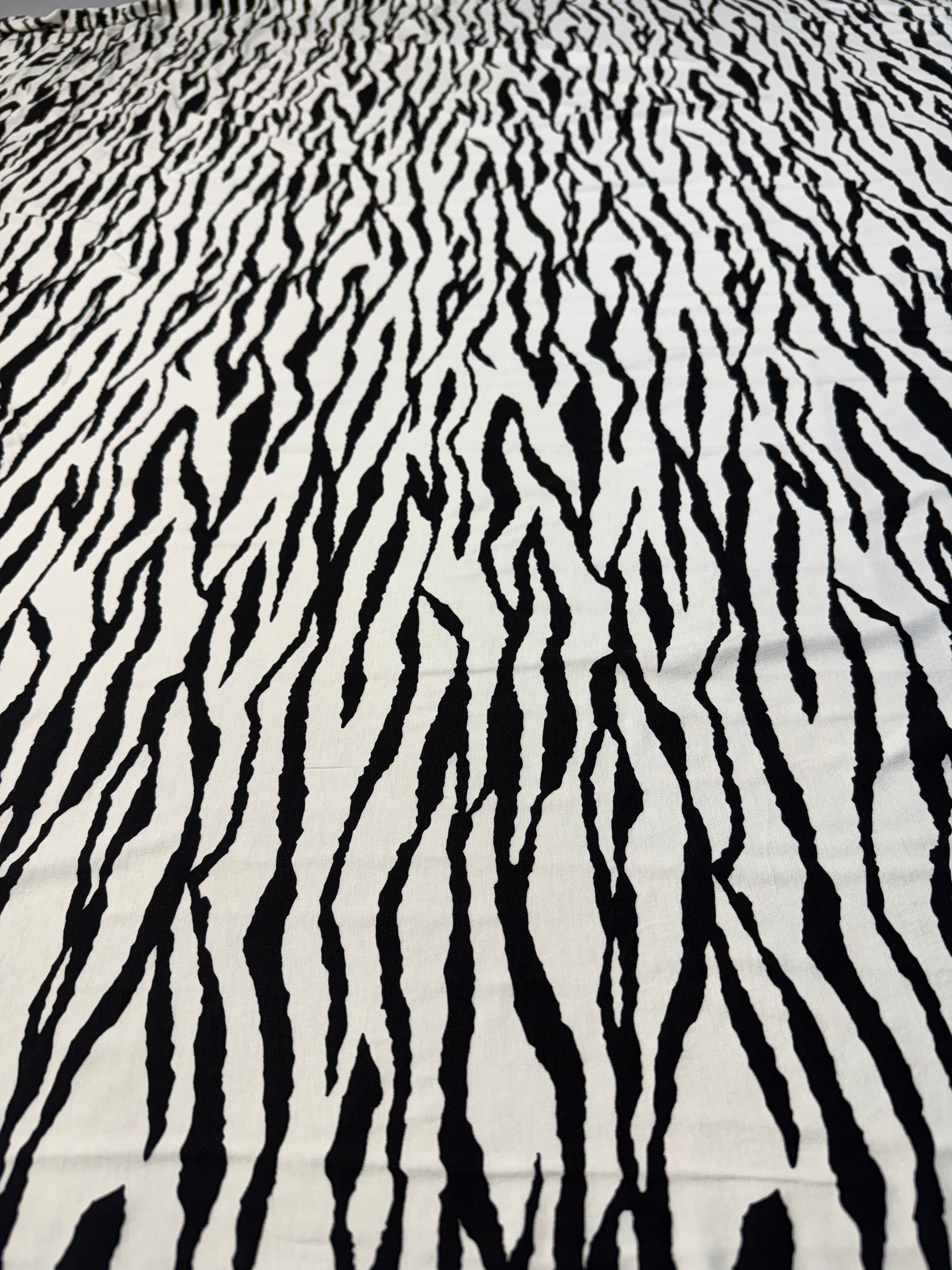 Black & White Zebra Print Stretch Jersey Dressmaking Fabric 160CM