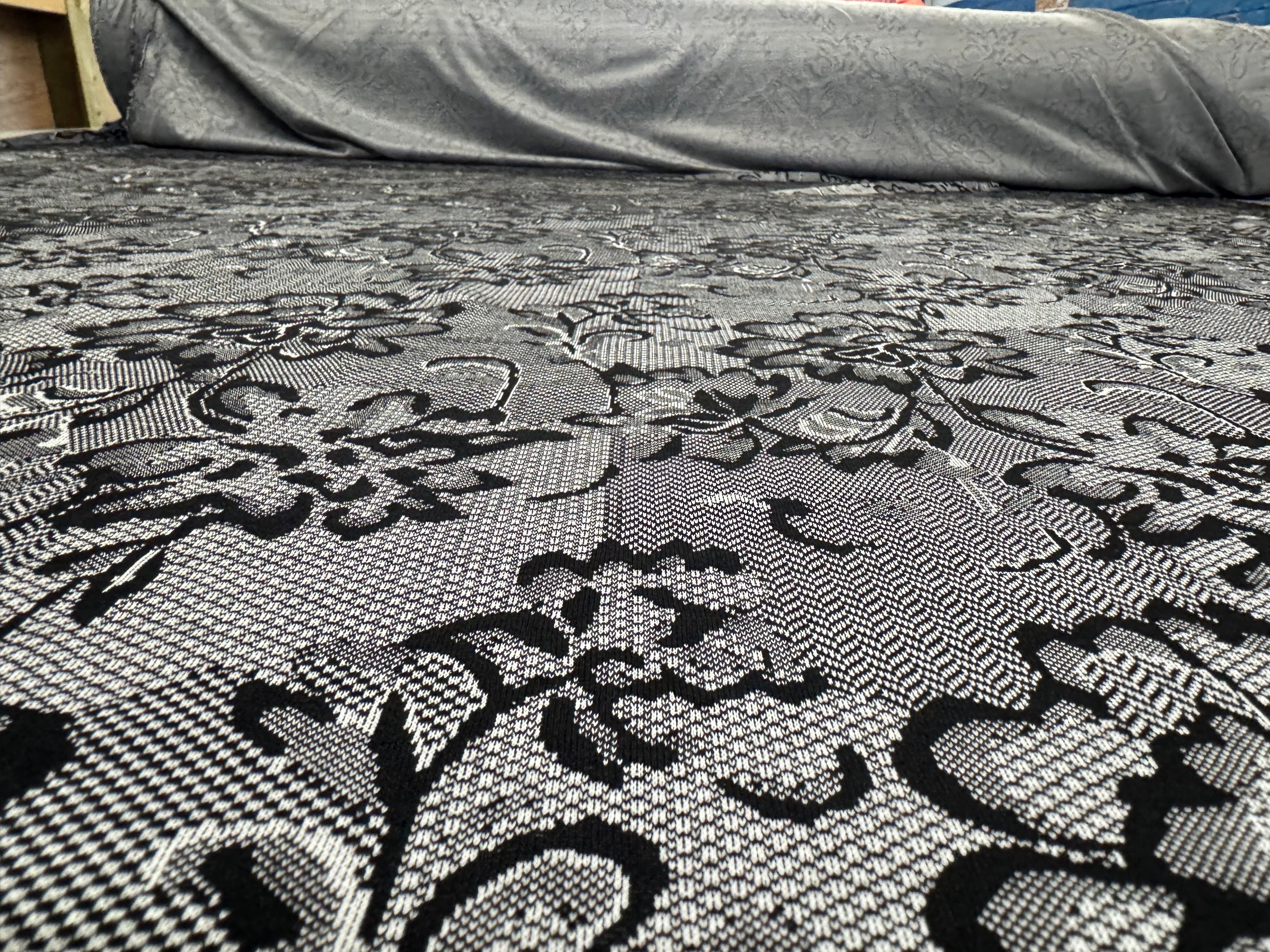 Black & White Textured Lace Print Jersey Dressmaking Fabric UK 153cm