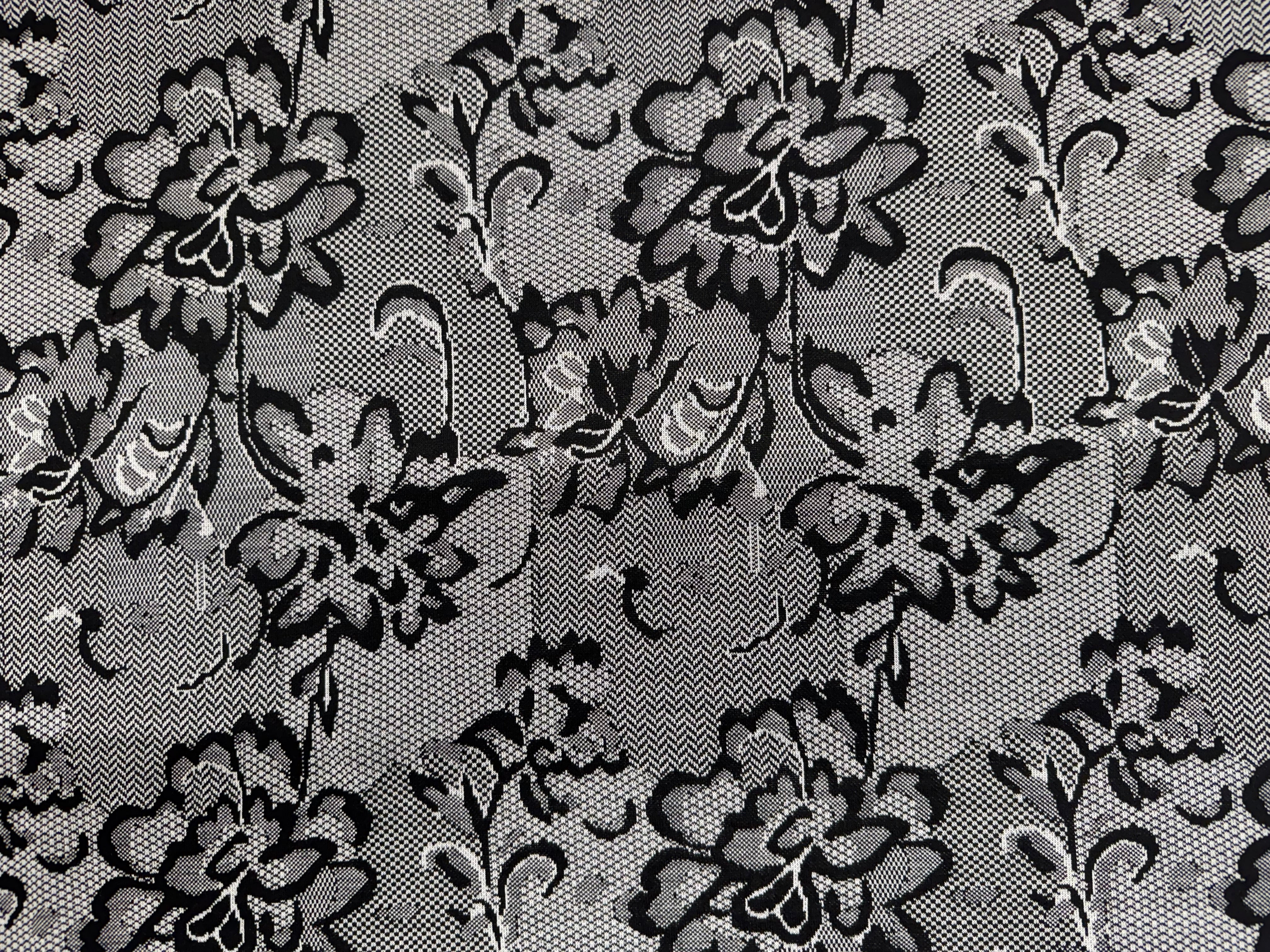 Black & White Textured Lace Print Jersey Dressmaking Fabric UK 153cm
