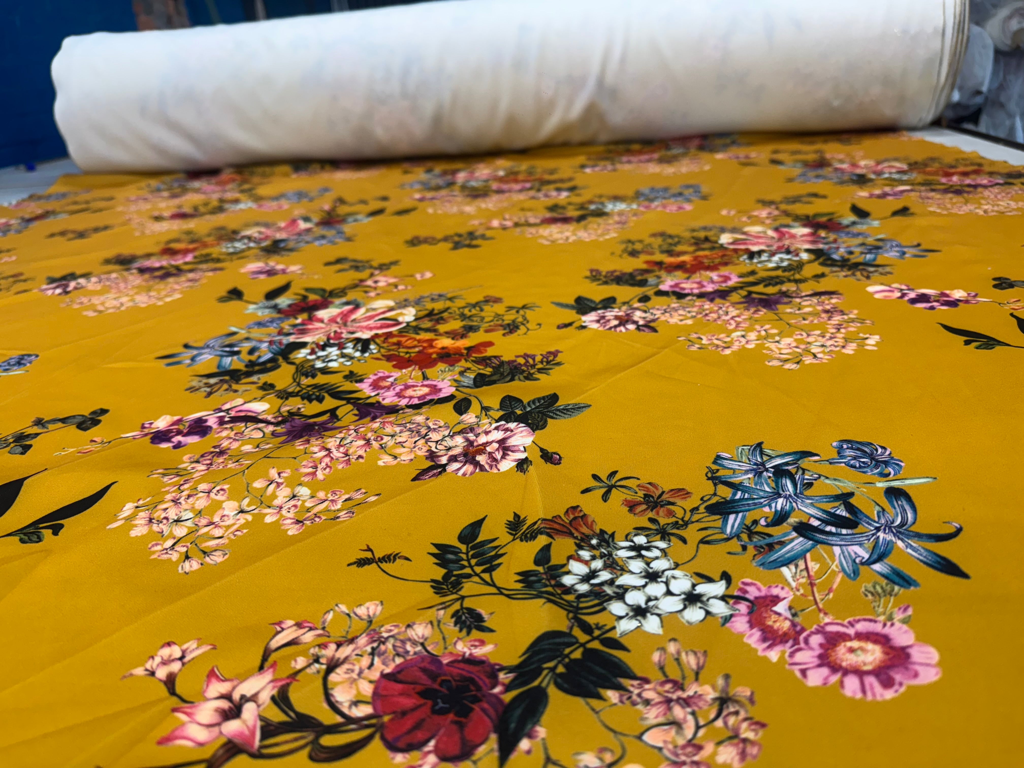 Dressmaking & Statement Fabric – Teal Mandala Print Scuba Stretch Fabric – Approx. 150cm