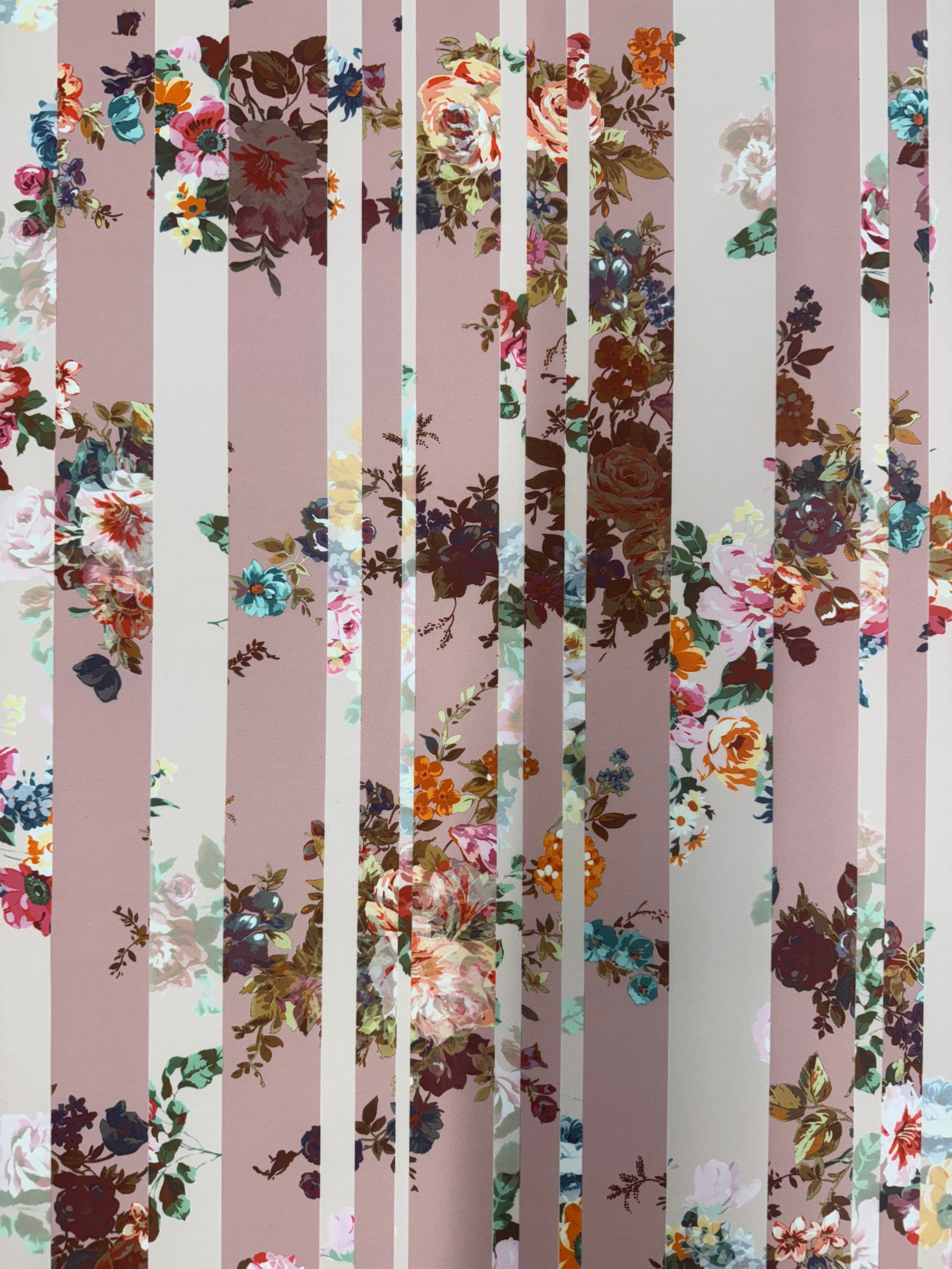 Dressmaking & Occasion Fabric – Dusty Pink Floral Stripe Scuba Fabric – Stretch Structured Knit – 150cm