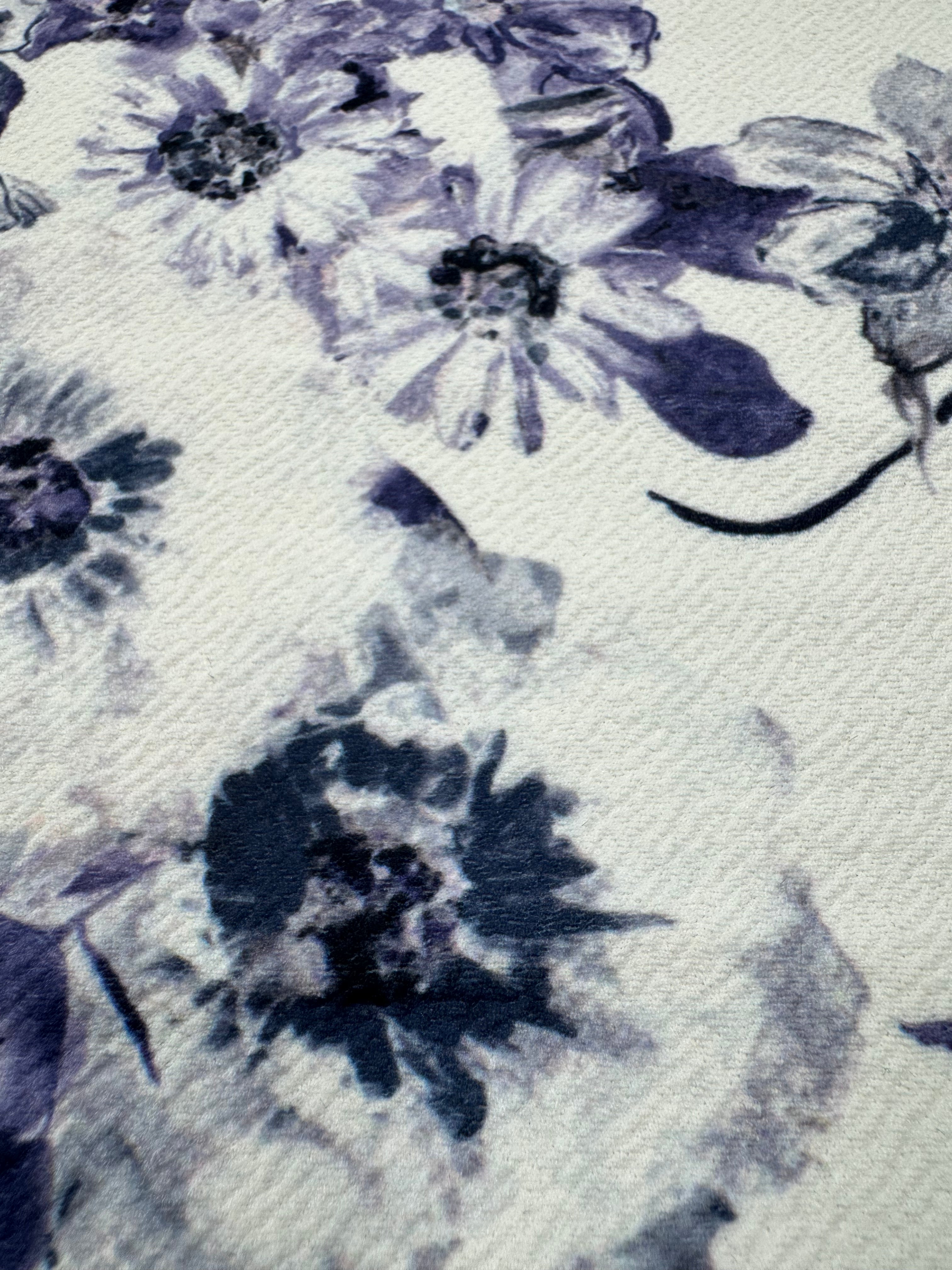 Dressmaking & Statement Fabric – Lavender Navy Floral Liverpool Fabric – Stretch Textured Knit – 154cm