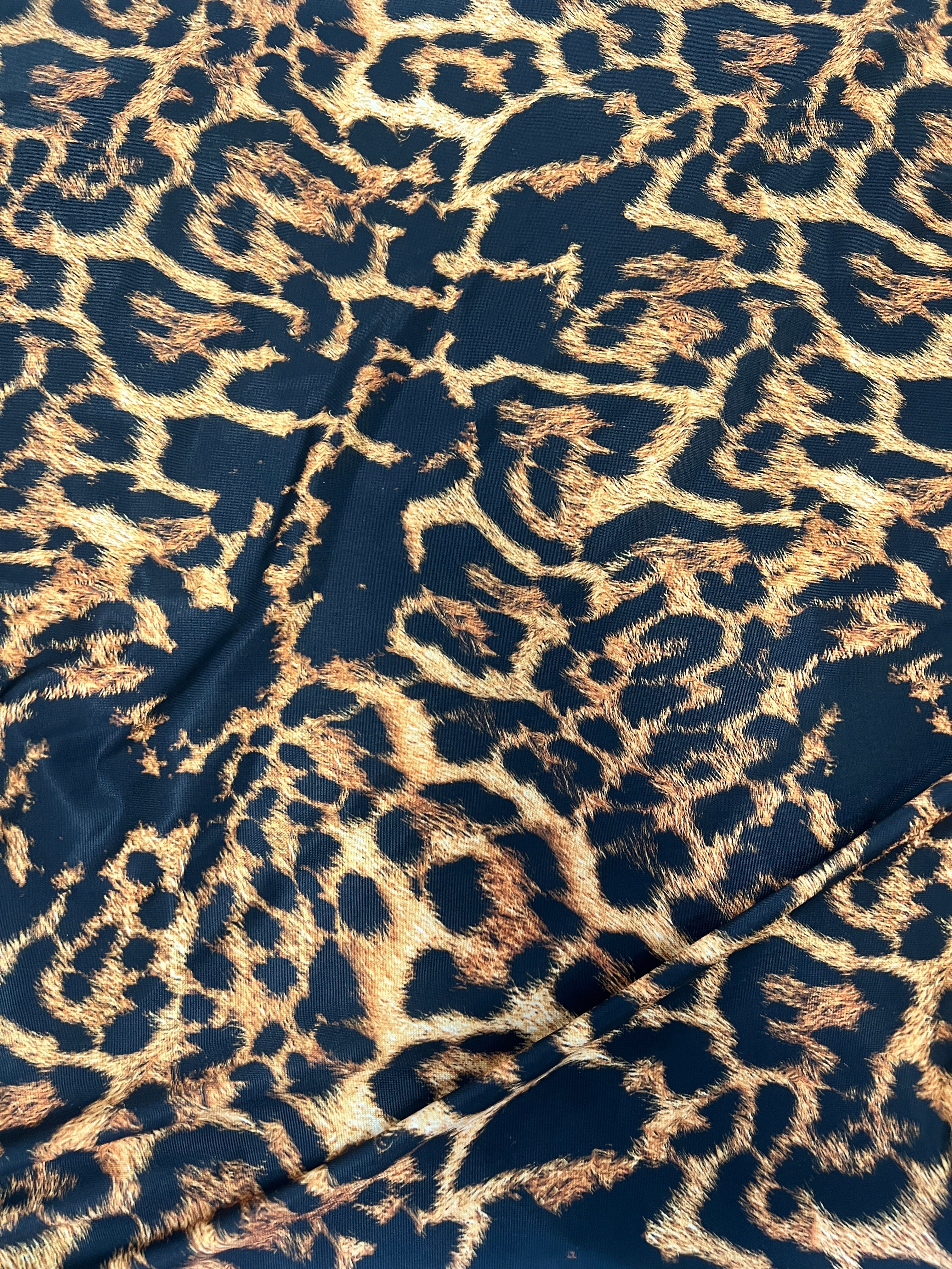 Black & Brown Leopard Print Slinky Jersey Fabric 143cm